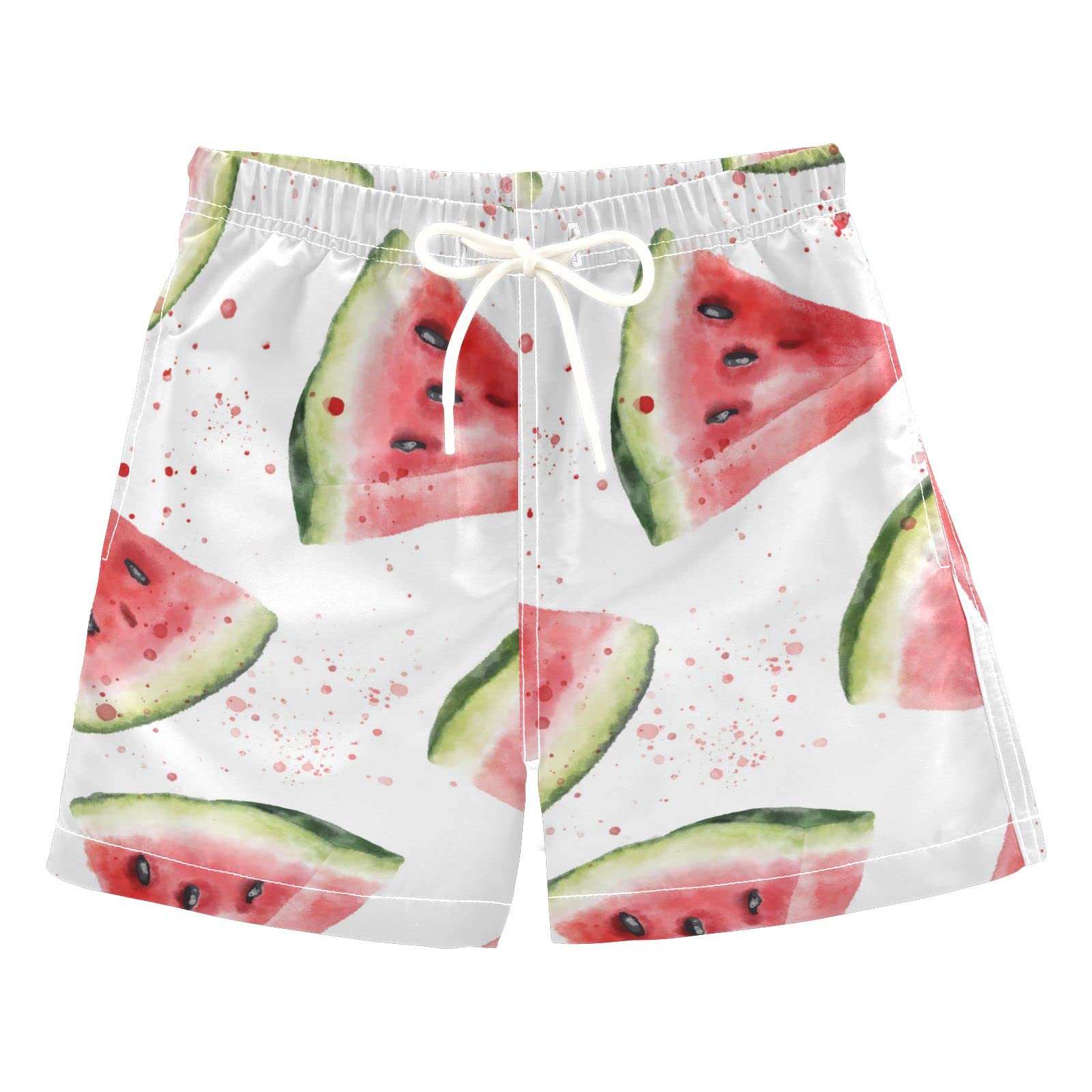 Watermelon Print Boys Swim Trunks - Quick Dry Toddler Swim Shorts for Beach, Pool & Summer Fun - XS Size