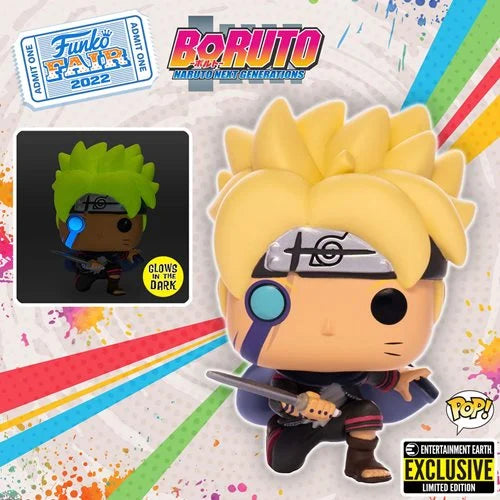 Boruto Uzumaki Glow in the Dark Pop! Vinyl Figure #1035 - Entertainment Earth Exclusive | Anime Collectible for Home & Office Decor