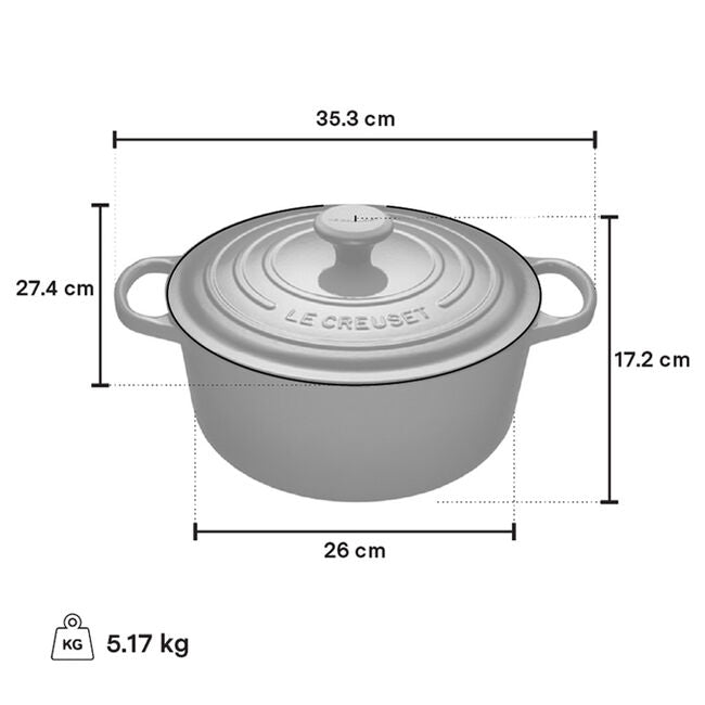 Le Creuset 5.3 Quart Round Dutch Oven - Enameled Cast Iron Cookware with Lid, Flame Color - Perfect for Braising, Stewing, Baking & Slow Cooking