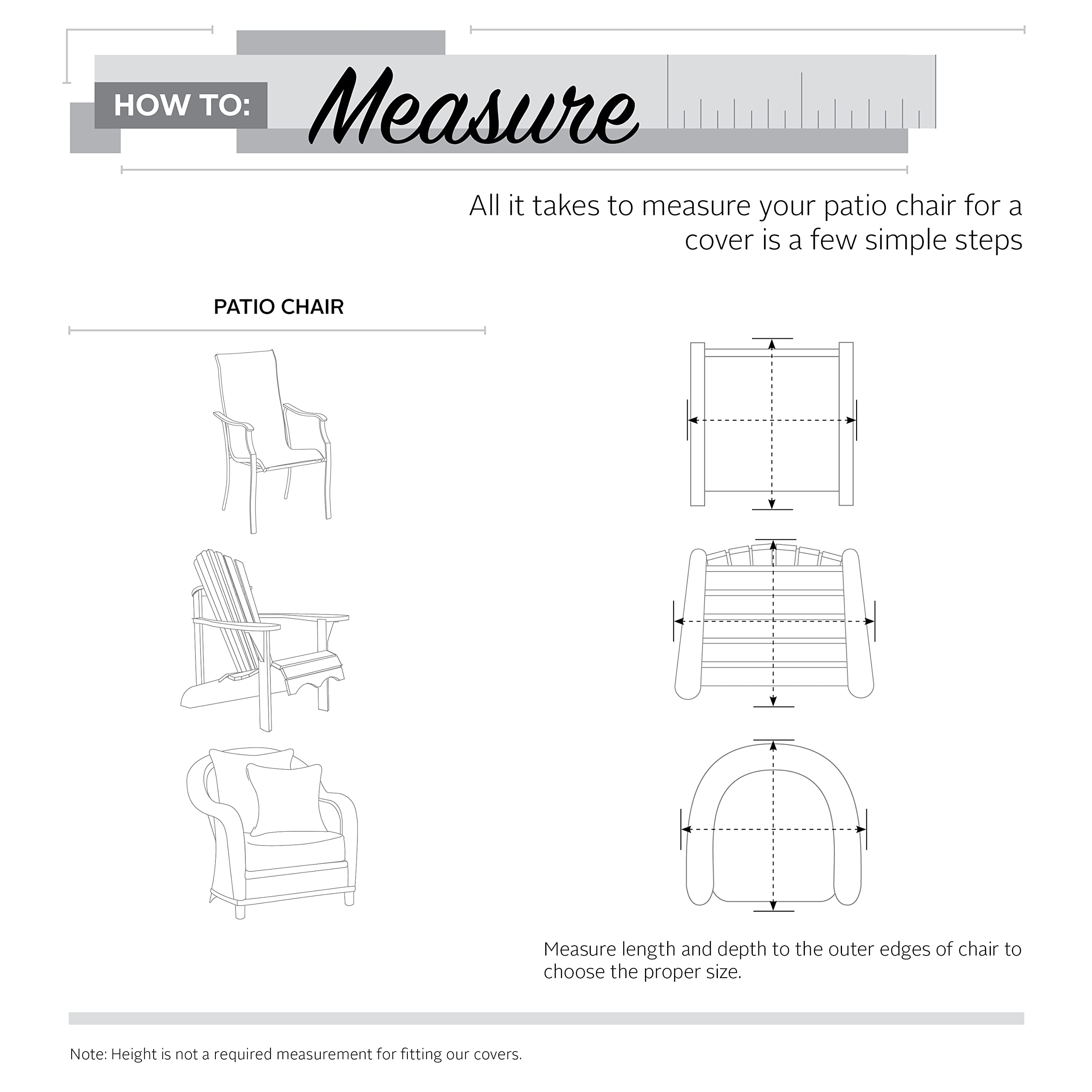 Classic Accessories Veranda 28 Inch Water-Resistant Patio Armless Chair Cover, Durable Outdoor Sectional Cover for Garden, Deck, and Poolside Furniture Protection
