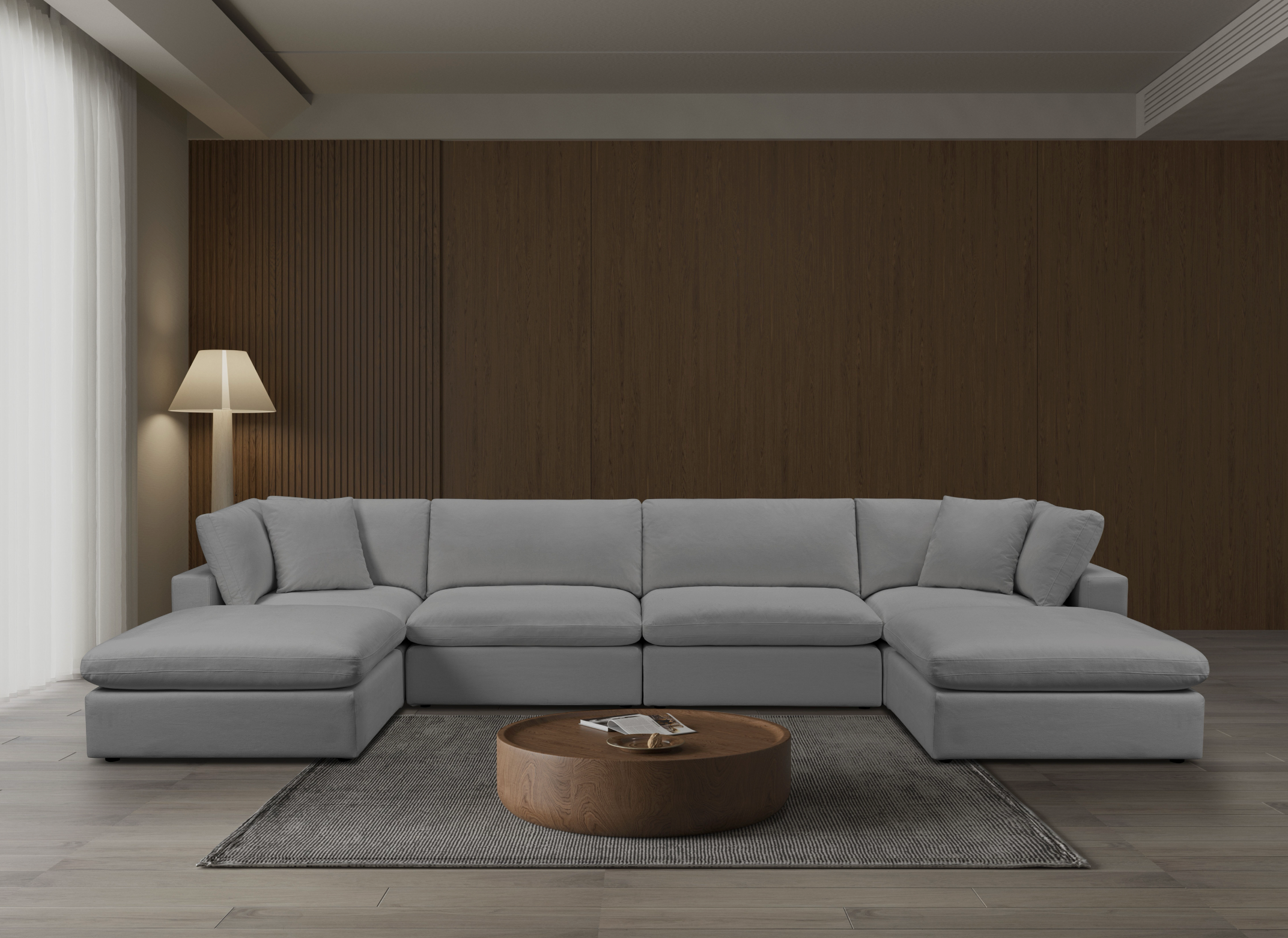 Modular 6-Piece Sectional Sofa Set in Sol Gray - Modern L-Shaped Couch for Living Room, Family Room & Home Theater