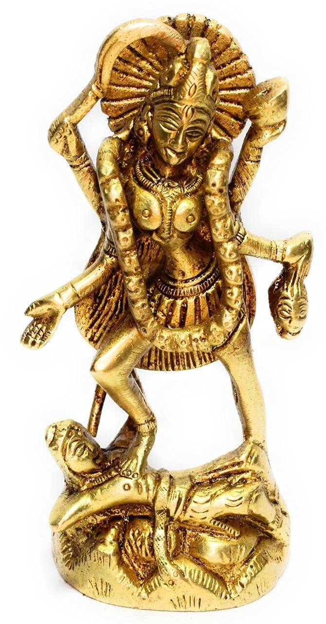 Handmade Brass Kali Maa Statue | Hindu Goddess Kali Sculpture | Adi Shakti Divine Idol | Spiritual Home Decor for Meditation & Puja Altar | Perfect Gift for Yoga Practitioners & Hindu Devotees
