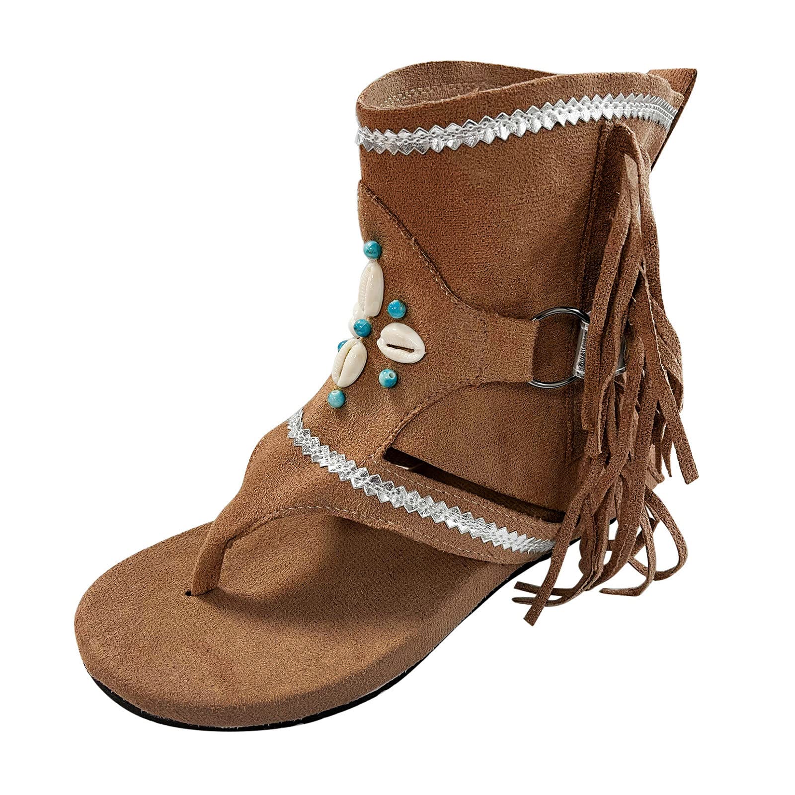Women's Bohemian Tassel Sandals Size 11 - Comfortable Summer Flat Sandals for Women, Ethnic Retro Outdoor Flip Flops with Soft Sole | Perfect for Beach, Vacation, and Casual Wear