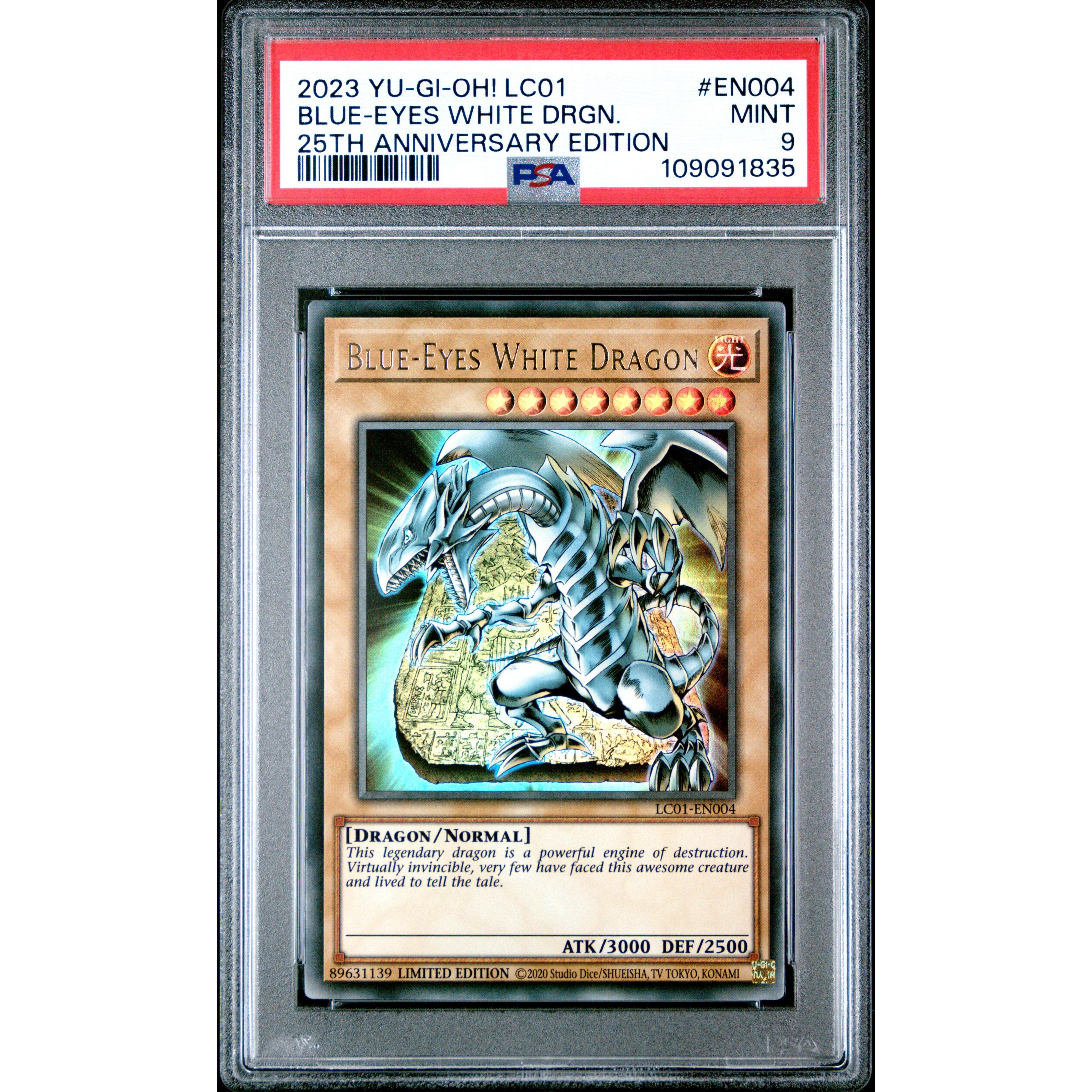 2023 Yu-Gi-Oh! Legendary Collection I Blue-Eyes White Dragon 25th Anniversary Edition EN004 PSA 9 Graded Card - Perfect for Collectors, Tournaments & Anime Fans