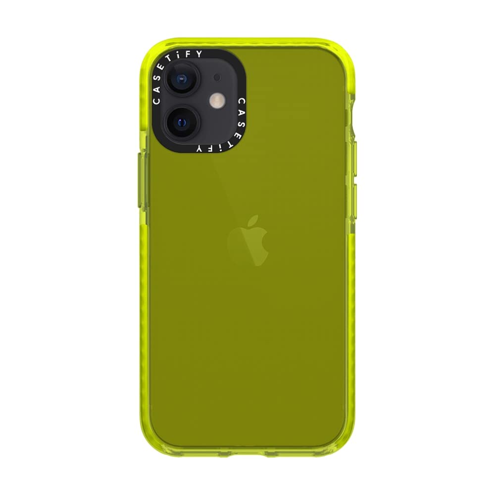 CASETiFY Impact Case for iPhone 12 Mini - Shockproof Protective Phone Cover, Neon Yellow | Slim Fit, Drop Protection | Perfect for Outdoor Activities, Travel & Daily Use