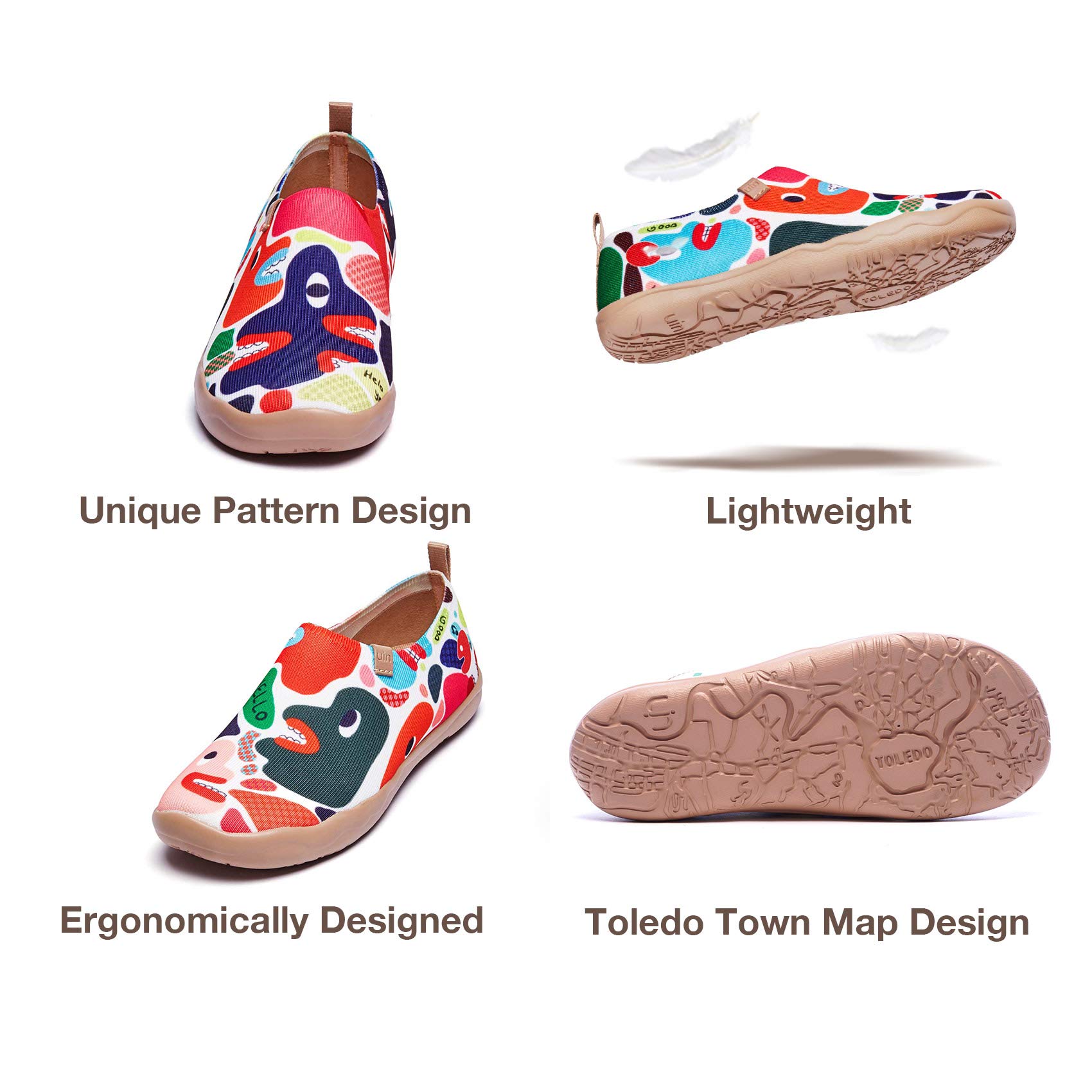 UIN Women's Slip On Sneakers - Knitted Art Painted Casual Loafers for Women - Comfortable Soft Walking Shoes for Everyday Wear, Travel & Work