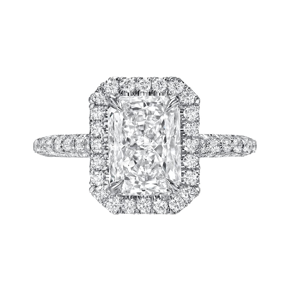 2CT Radiant Colorless Moissanite Engagement Ring Wedding Bridal Set - Solitaire Halo Ring for Women, Anniversary Promise Ring, Vintage Style Handmade Eternity Ring - Perfect for Proposals, Weddings & Special Occasions