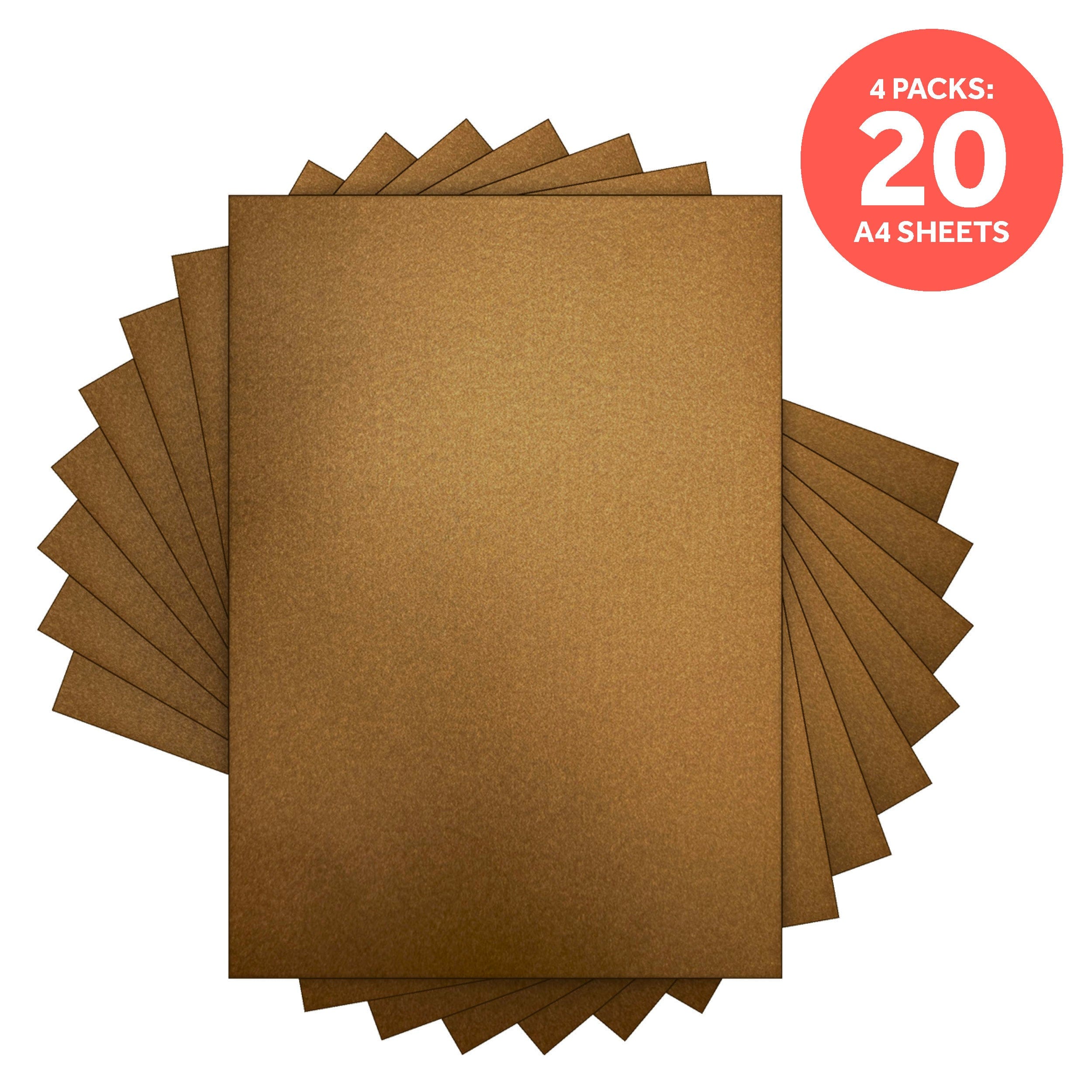 4-Pack Pearlescent Glazed Chestnut A4 Cards - Premium Quality for Greetings, Invitations & Scrapbooking (9507E4)