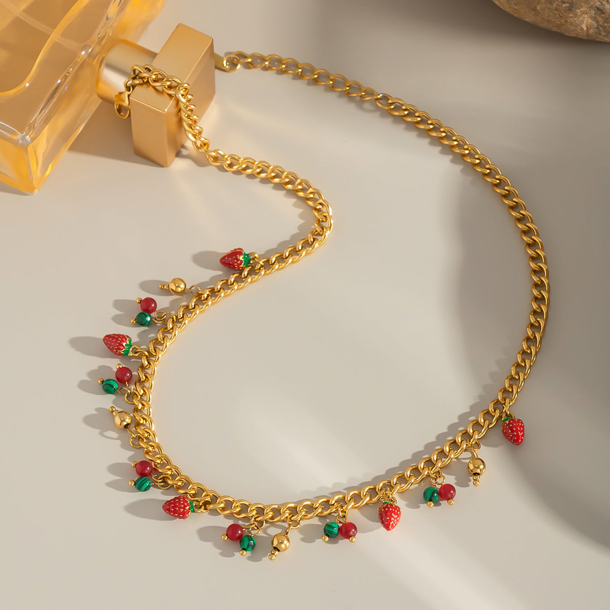 Y2K Strawberry Charm Necklace for Girls - Trendy Girly Jewelry Gift for Teens | YN5151 | Perfect for Parties, Valentine's Day & Everyday Wear