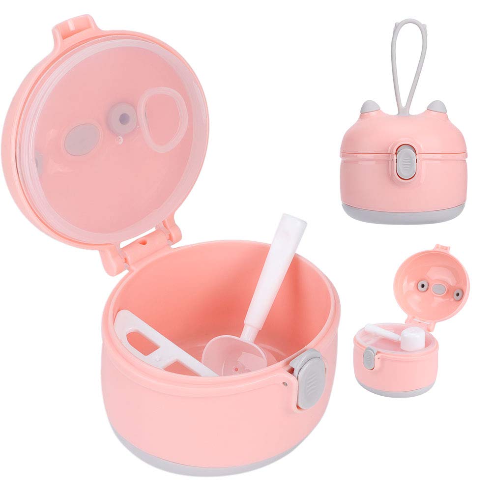 Portable Double Layer Baby Milk Powder Dispenser with Strap - Small Pink Formula Storage Container for Infants & Toddlers | Perfect for Travel, Daycare & On-the-Go Feeding