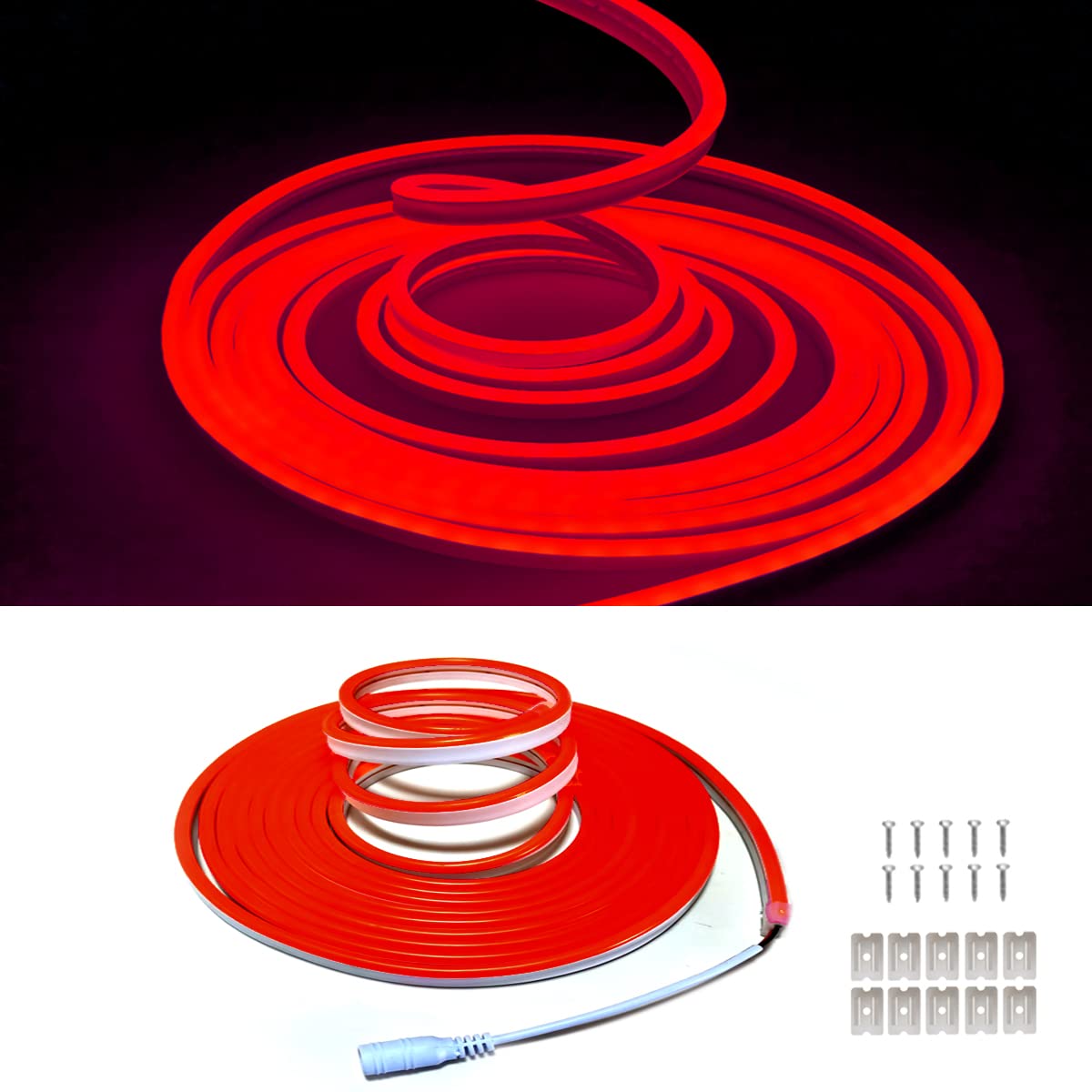 Best Red Neon LED Strip Lights 5M 12V DC - 600 SMD2835 LEDs Waterproof Rope Light for Indoor & Outdoor Home Decoration, Party, Bedroom, Bar, Wedding (5M, Red) - Perfect for Holiday Lighting and DIY Projects