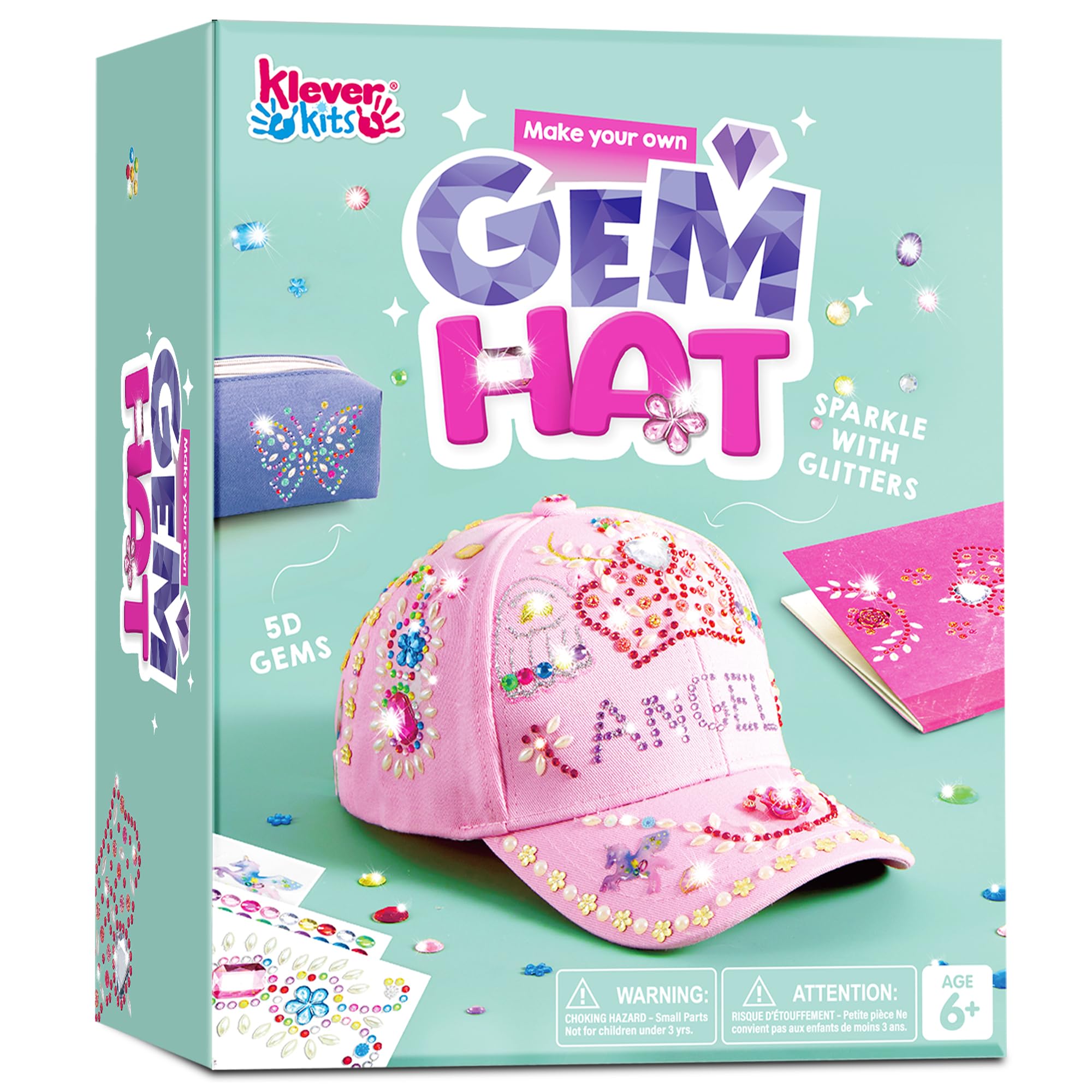 Klever Kits DIY Baseball Cap Decoration Kit - 7 Sheets of Sparkling Gems & Stickers, Creative Arts and Crafts for Kids, Fun DIY Activity Toy for Girls & Boys - Perfect for Birthday Parties, Summer Camps & Creative Playtime