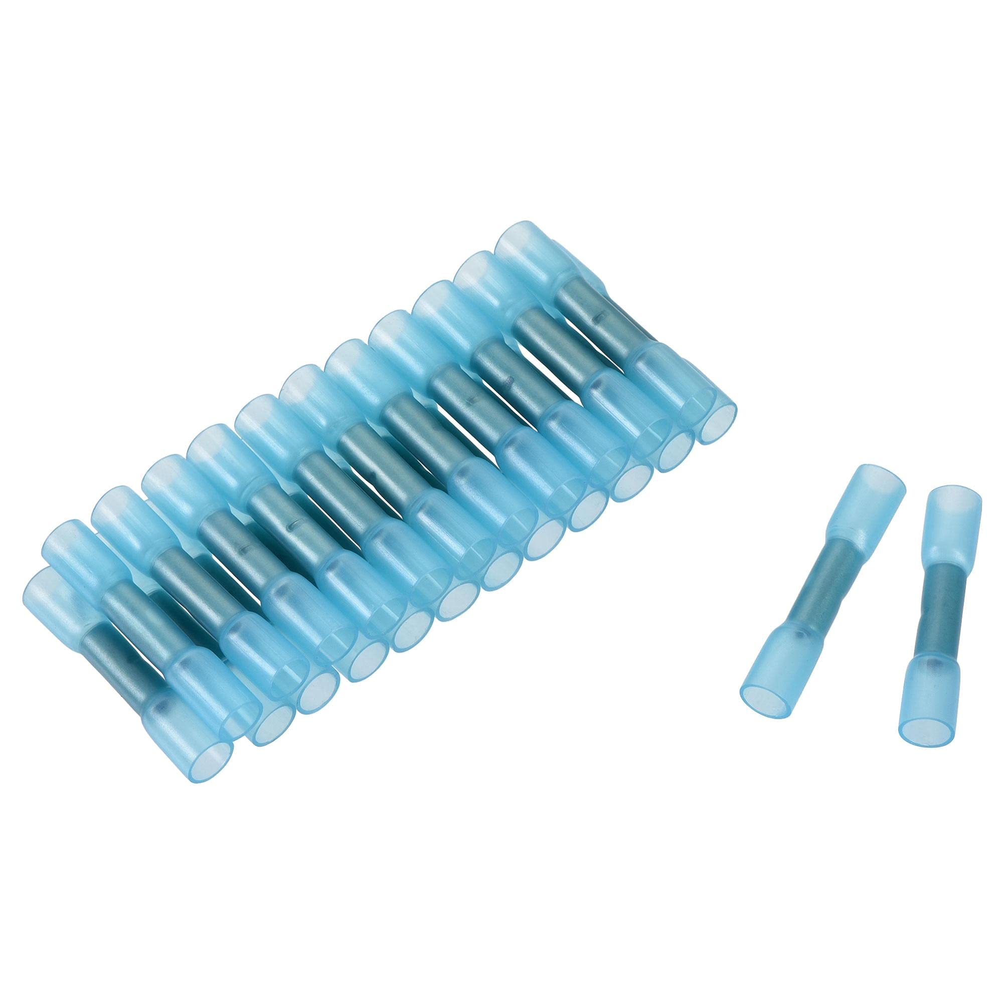 uxcell 35Pcs Blue Heat Shrink Wire Connectors for 16-14 AWG - Waterproof Crimp Terminals for Automotive, Marine & Electrical Wiring Projects