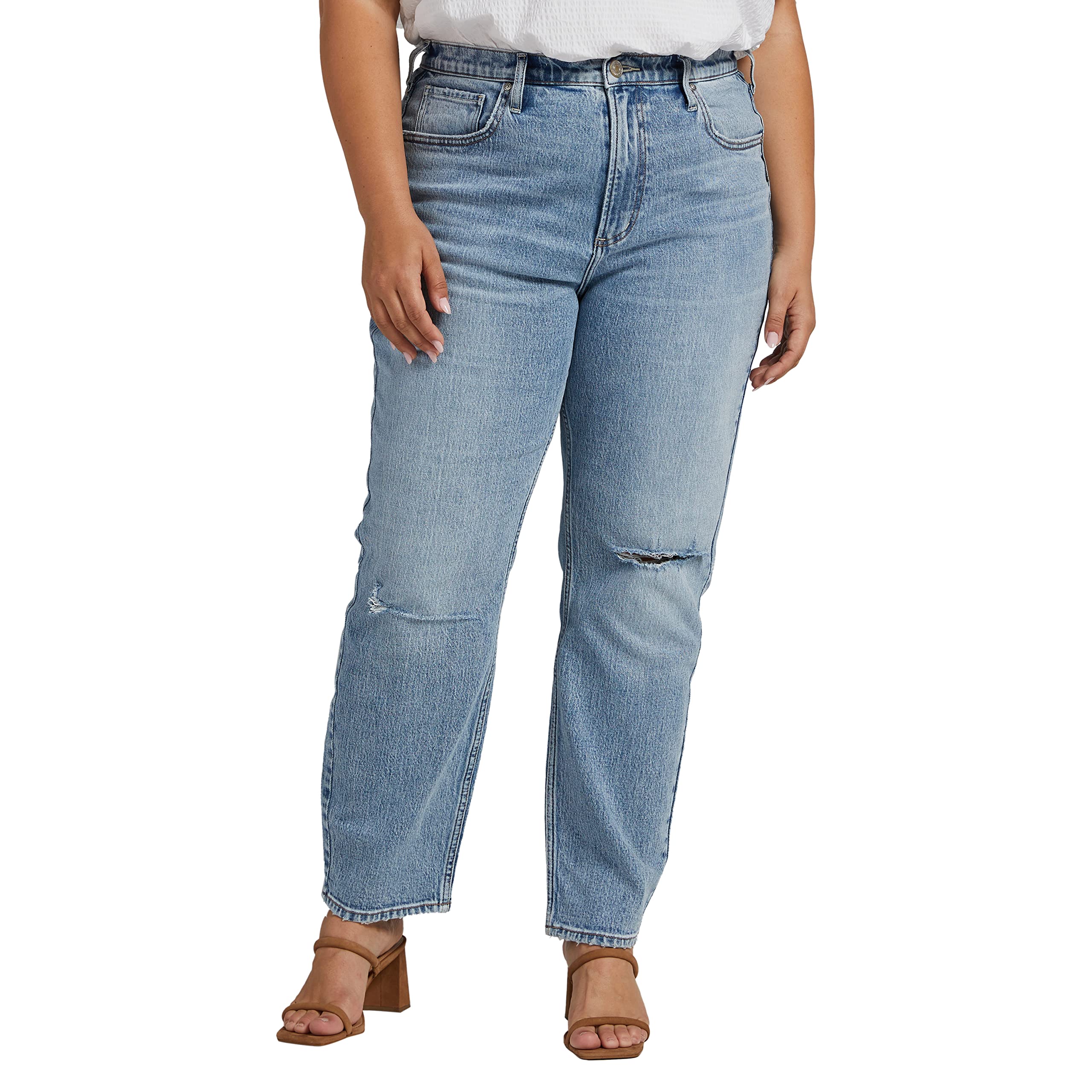 Silver Jeans Co. Women's Plus Size High Rise Straight Leg Jeans - Comfortable & Stylish Denim Pants for Casual Wear, Work & Everyday Outfits