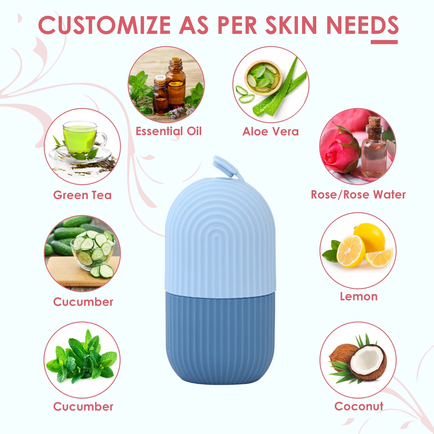 Cooling Face Ice Roller for Skin Care - Reusable Facial Massager to Reduce Puffiness, Tighten Pores & Enhance Glow (Aqua Blue) | Perfect for Morning Routine, Post-Workout Recovery & Spa Relaxation