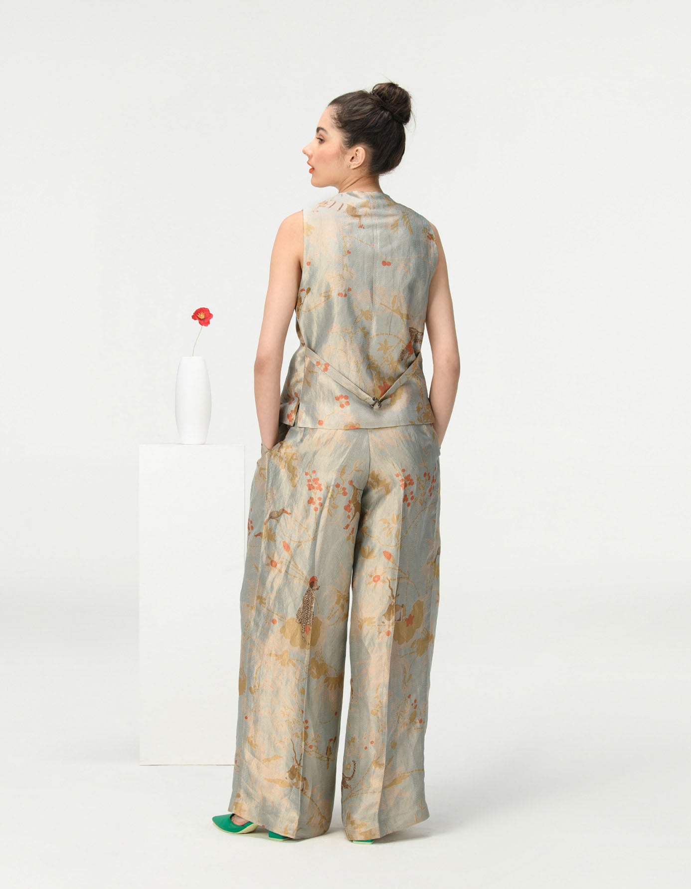 Elegant Ice Blue Silk Brocade Vest Coat for Women | Vintage Chinese Style Jacket | Perfect for Weddings, Parties & Special Occasions