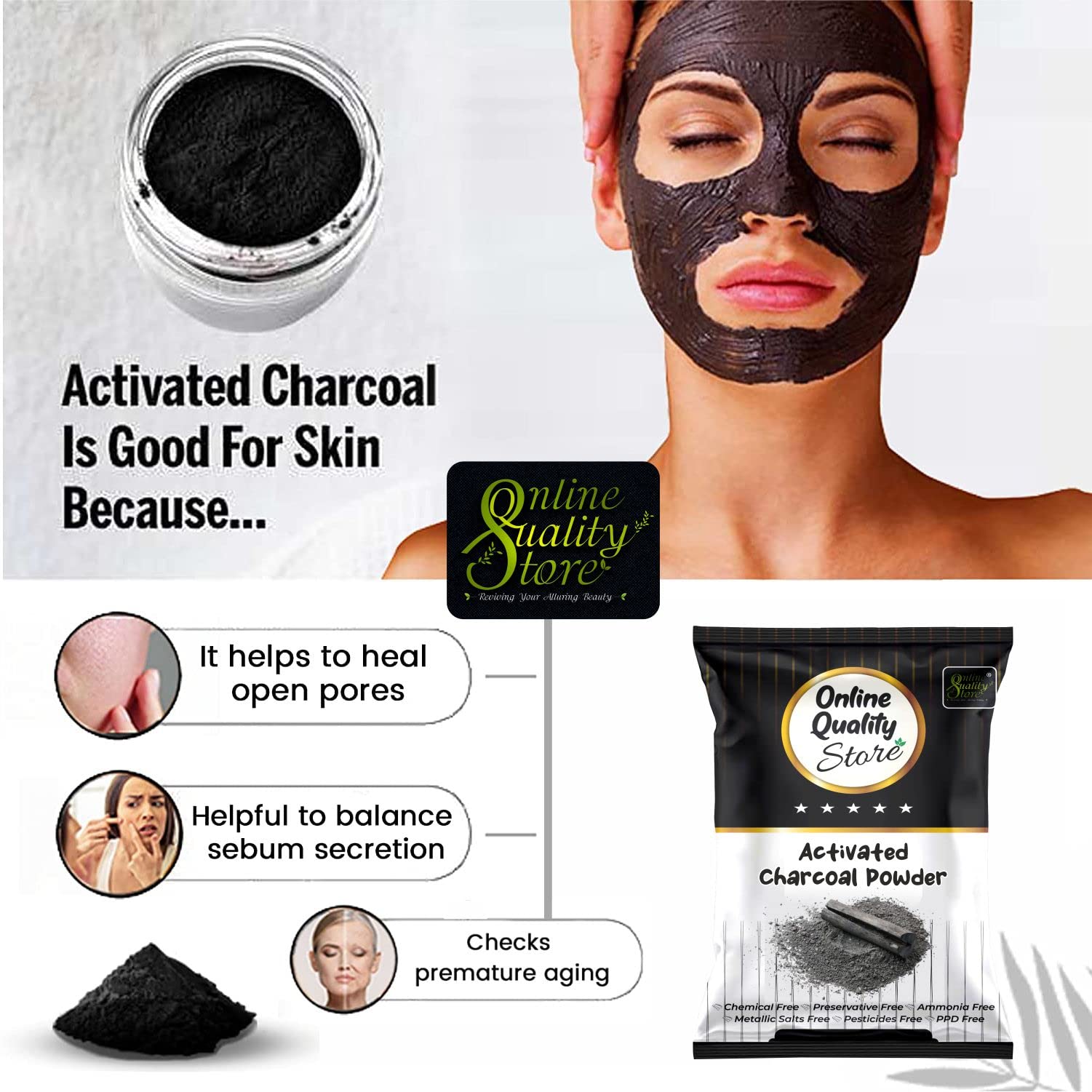 Premium Activated Charcoal Face Mask - 100g Detoxifying Facial Treatment for Acne, Blackheads & Skin Purification | Deep Cleansing & Pore Minimizing Skincare
