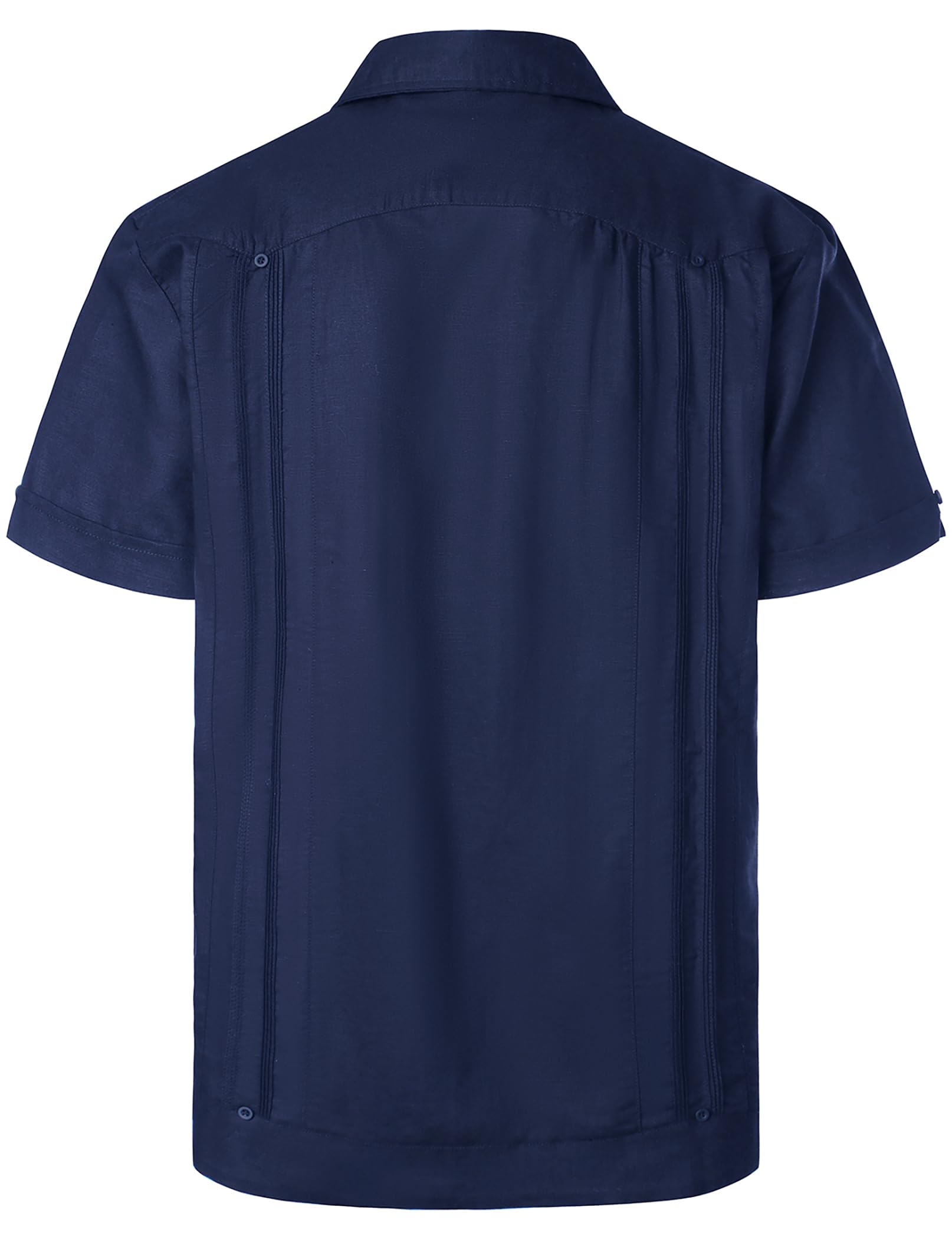 VATPAVE Men's Linen Cuban Guayabera Shirts - Casual Short Sleeve Button Down Shirt for Summer | Breathable & Lightweight | Perfect for Beach, Vacation & Tropical Outfits