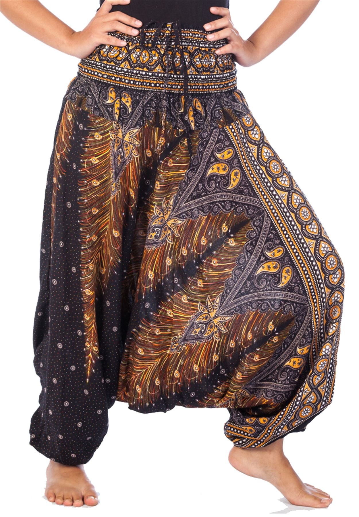 LOFBAZ Women's Boho Yoga Harem Pants - Hippie Bohemian Loose Beach Jumpsuit for Yoga, Meditation & Casual Wear