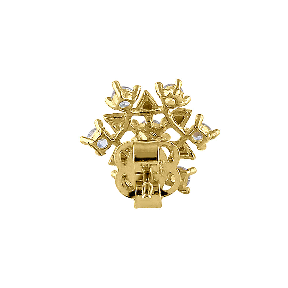 14K Yellow Gold Snowflake CZ Stud Earrings for Women - Hypoallergenic Cubic Zirconia Holiday Jewelry Gift for Christmas, Winter Parties & Special Occasions