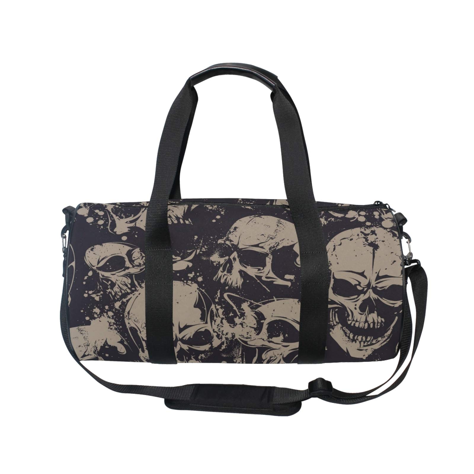 Halloween Grunge Skull Gym Bag - Durable Canvas Sports & Travel Duffle Bag for Men & Women - Perfect for Gym, Workouts, Travel & Cosplay Costume Accessories