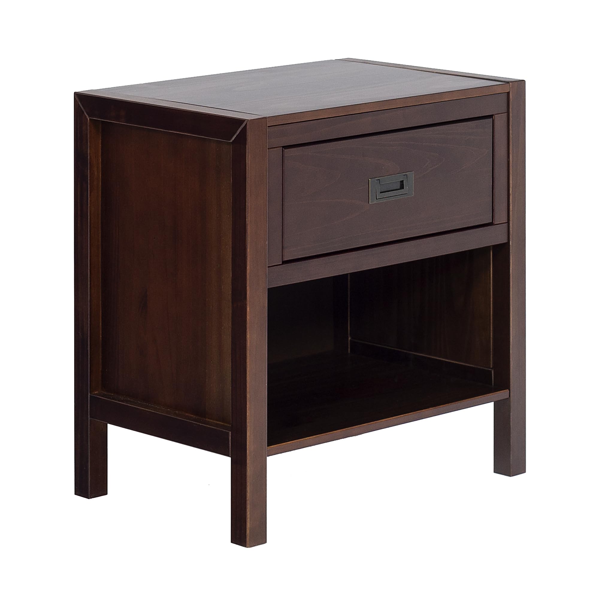 Walker Edison Traditional Simple Wood Rectangle Side Table with 1 Drawer - Walnut Finish Living Room End Table for Storage | Perfect for Small Spaces, Bedside, or Sofa Accent