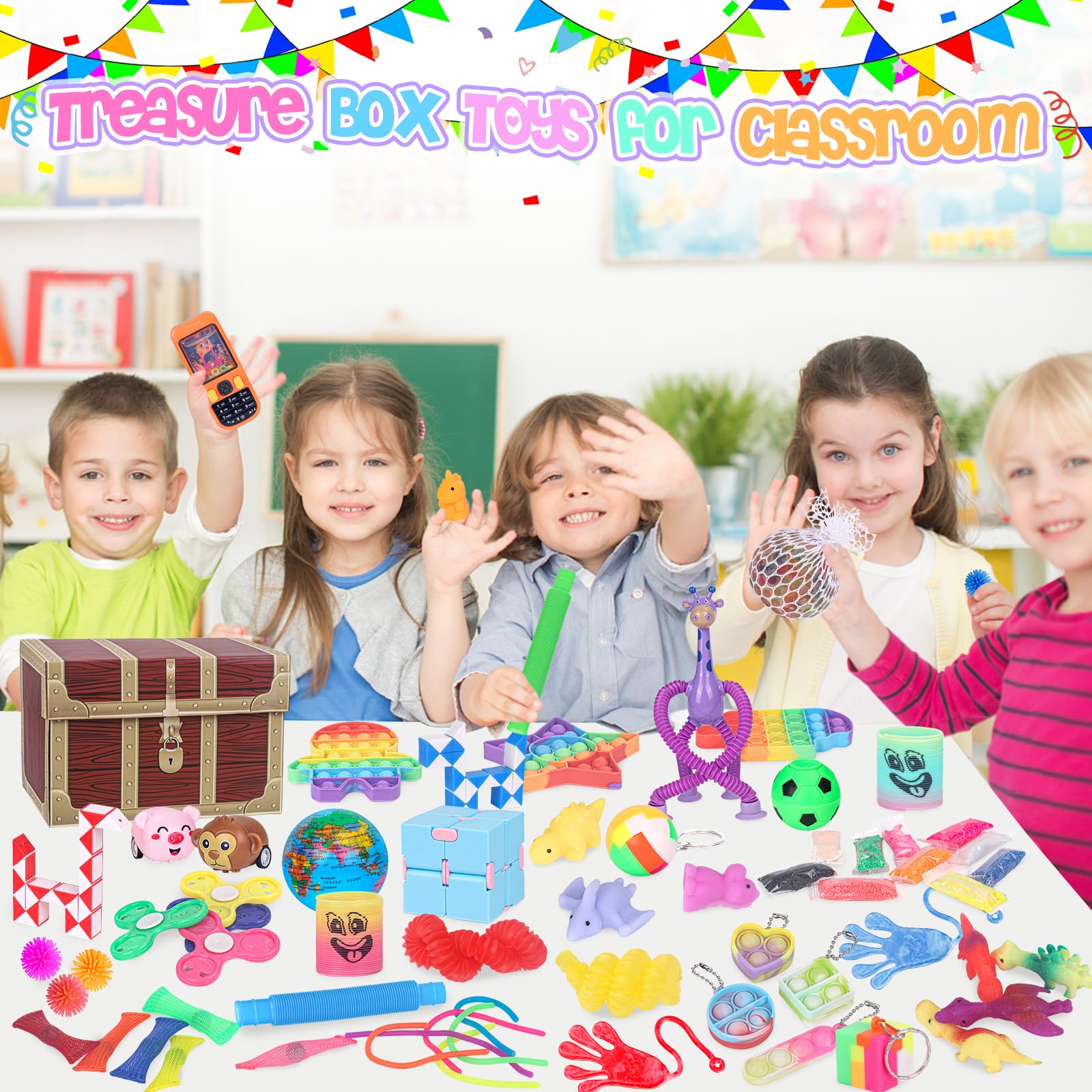 68 Pack Fidget Toys for Kids - Sensory Stress Relief Toys, Classroom Prizes, Treasure Box & Carnival Party Favors - Pinata Fillers & Goodie Bag Stuffers for Boys Girls Ages 3-8 (Great for ADHD, Anxiety Relief & Focus Improvement)