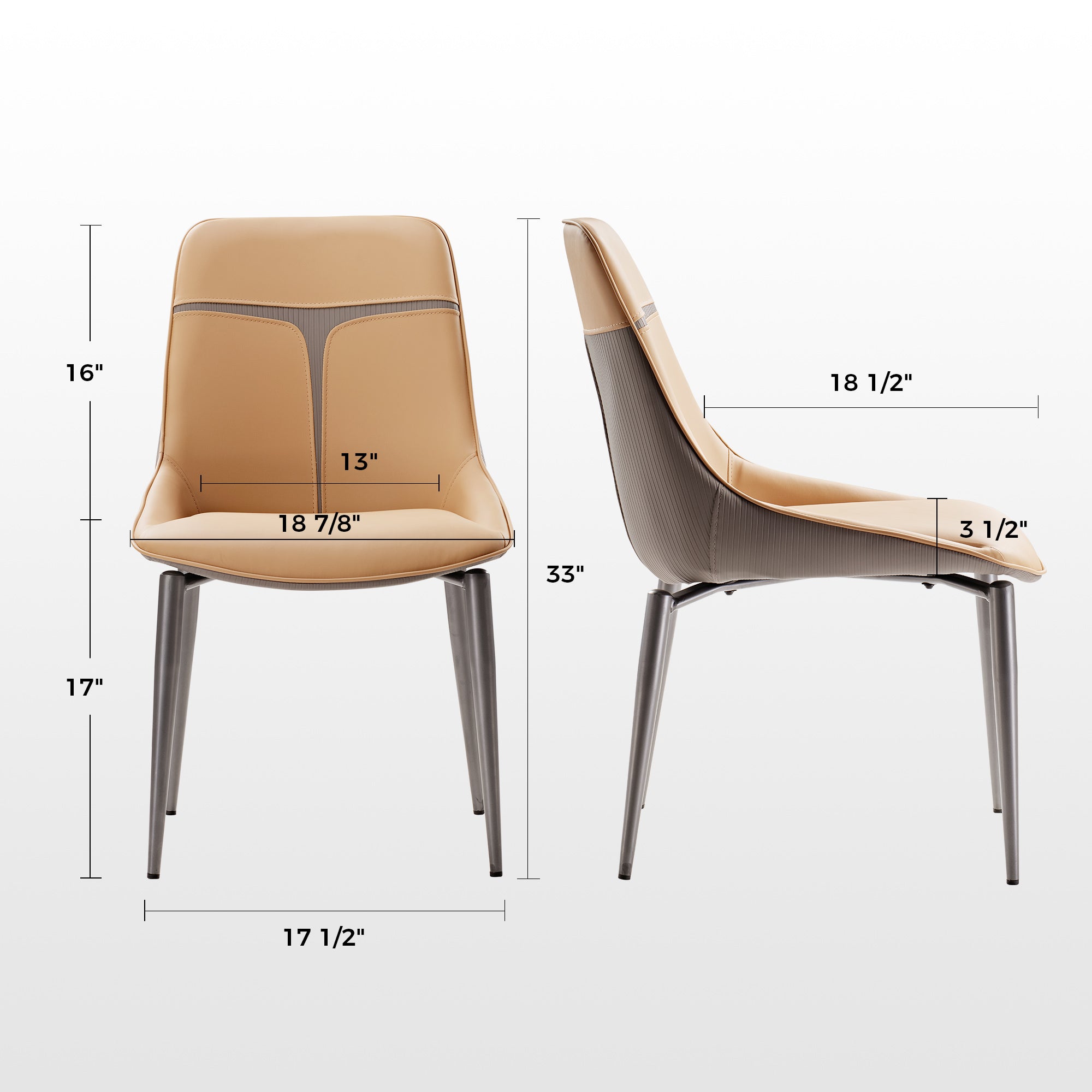 Luxury Upholstered Dining Chairs Set of 2 - Modern Turmeric & Gray Accent Side Chairs for Elegant Dining Room, Kitchen, or Home Office Decor