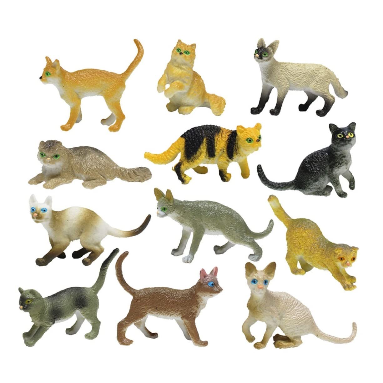 12 Pcs Assorted Cat Toys & Animal Figures Playset - Interactive Pet Toys for Cats, Kids Craft Set, Small Animal Figurines for Home Decor & Educational Play | Perfect for Indoor Playtime, Birthday Gifts & Classroom Activities