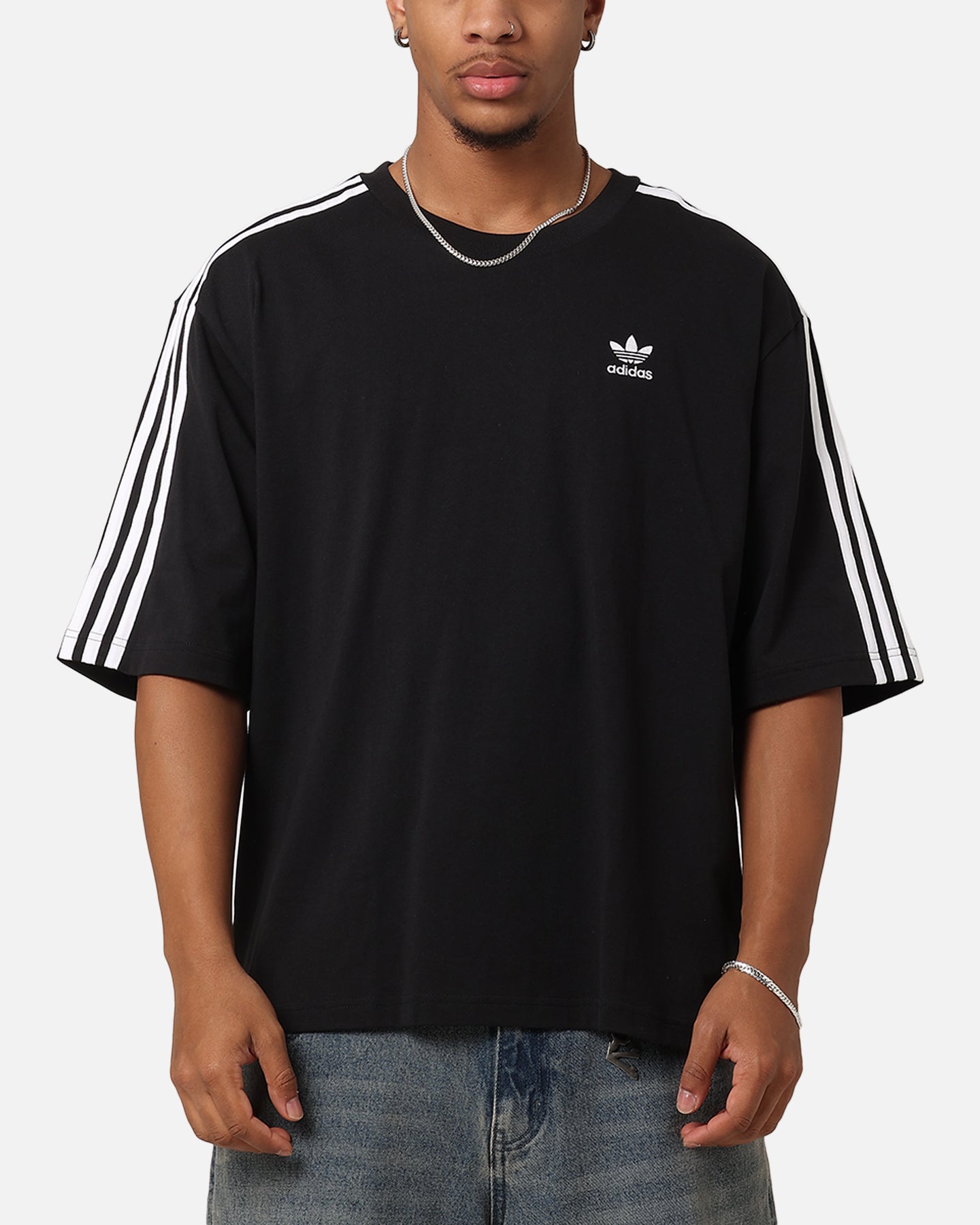 Adidas Oversized T-Shirt for Men - Black Cotton Casual Tee for Streetwear & Everyday Comfort