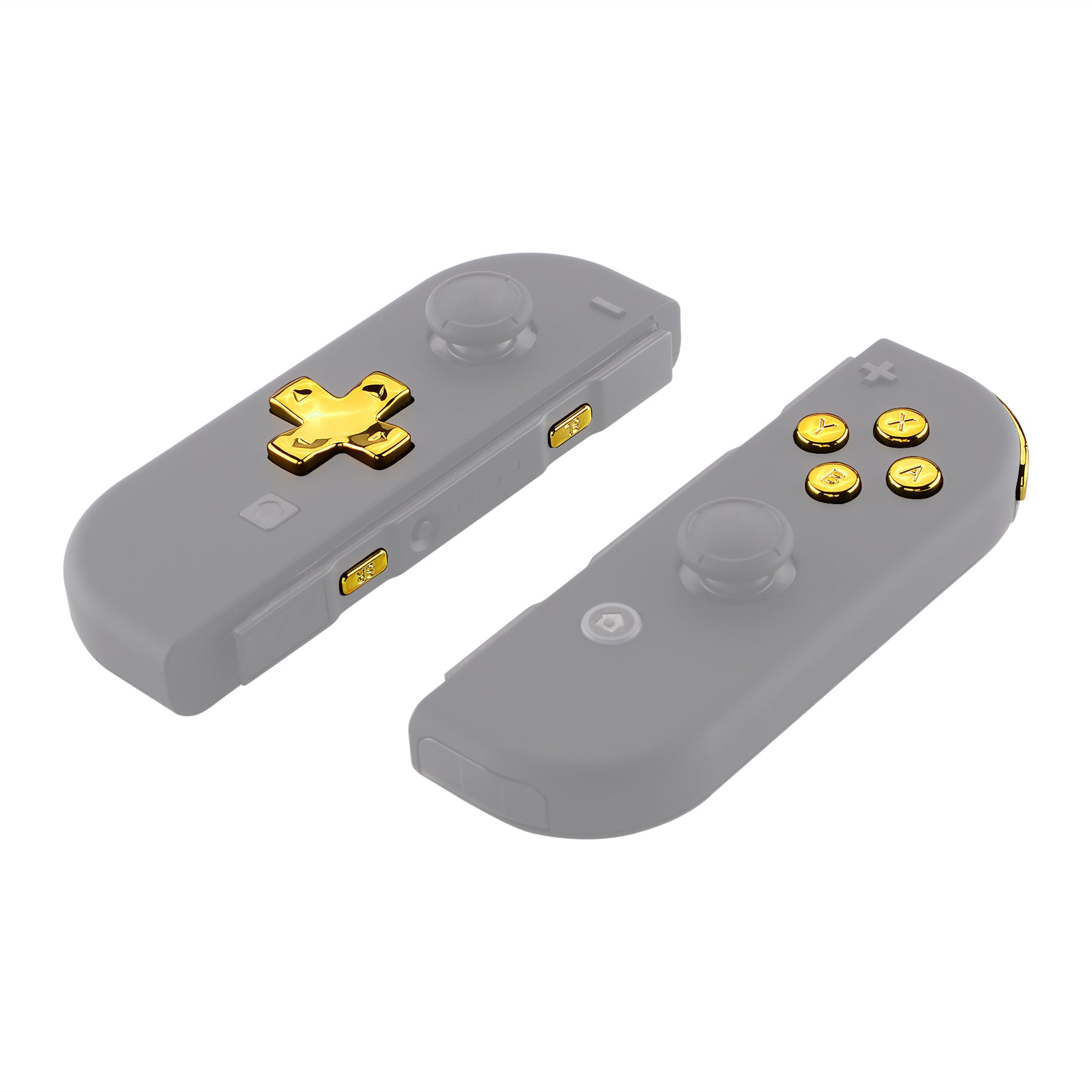 eXtremeRate Chrome Gold D-Pad ABXY Buttons & Trigger Set for Nintendo Switch Joy-Con & OLED - Replacement Buttons Kit with Springs (D-Pad Fits eXtremeRate Shell Only) - Perfect for Gaming, DIY Repairs & Controller Customization