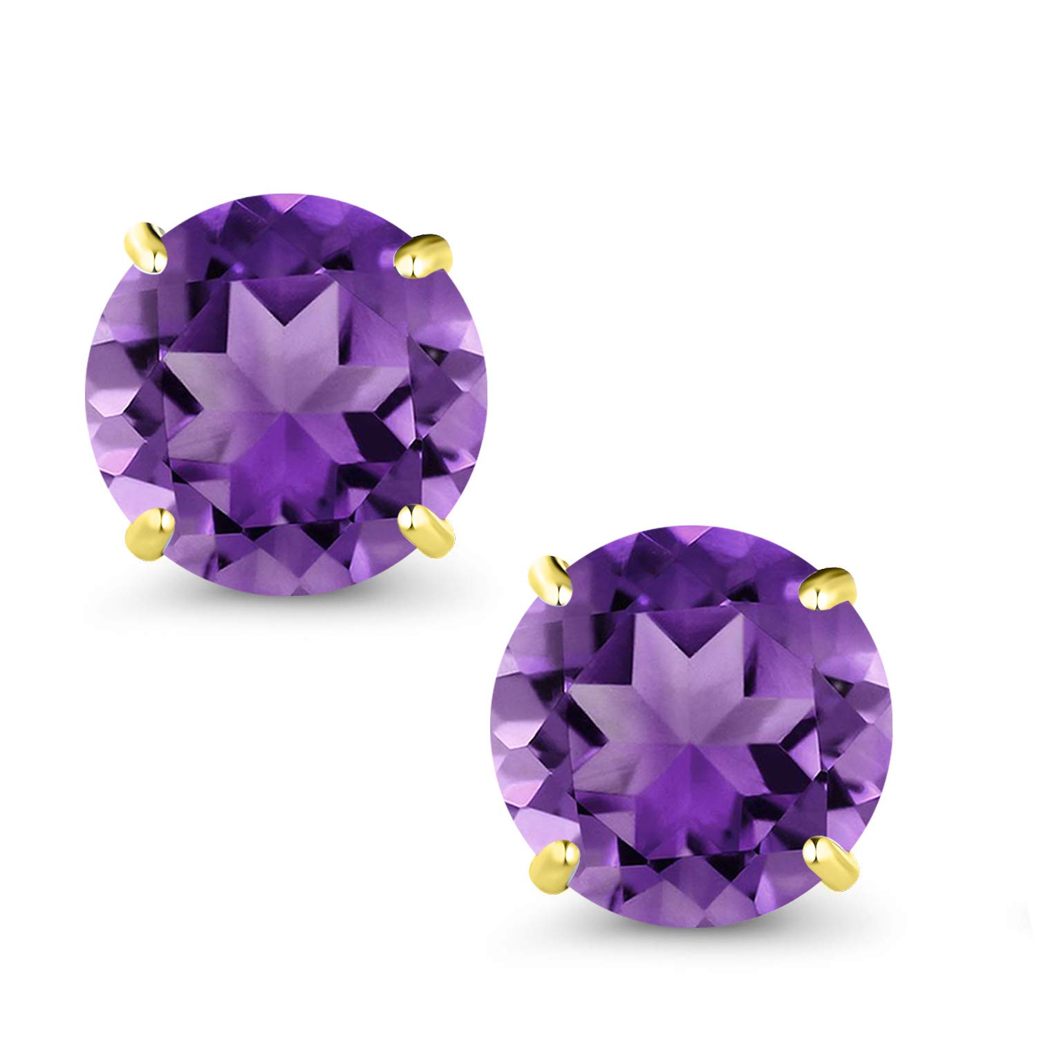 10K Yellow Gold Round 7MM Gemstone Birthstone Stud Earrings for Women & Men | Genuine Natural Birth Stone Jewelry | Perfect Gift for Anniversary, Birthday & Special Occasions