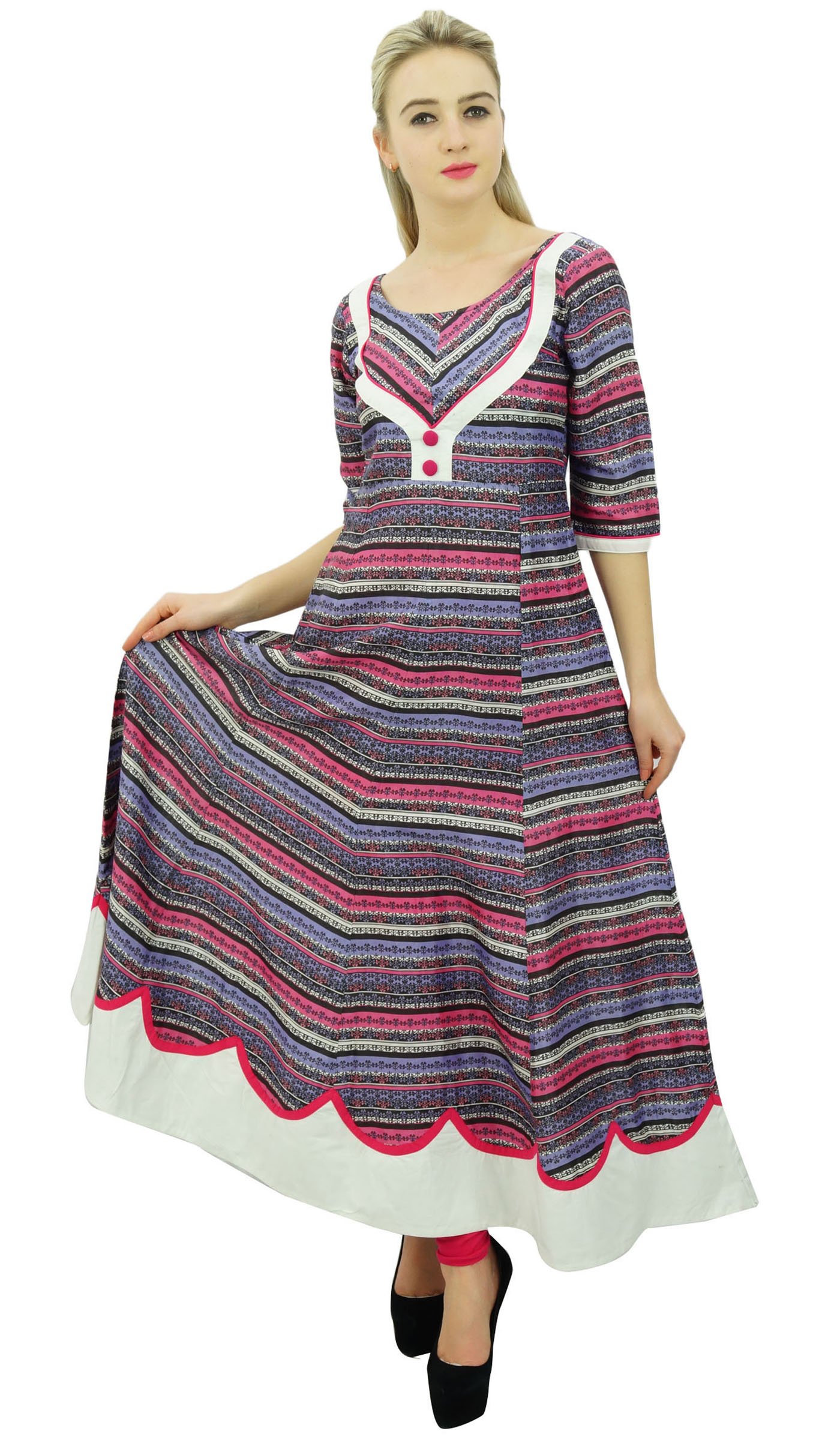 Stylish Women's Printed Double Layer Anarkali Kurti - Traditional Indian Ethnic Dress for Festivals & Weddings | Perfect for Diwali, Parties & Cultural Events