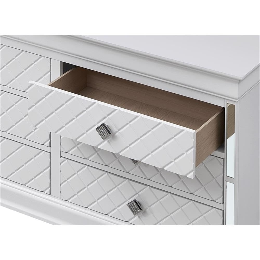 Glory Furniture Verona Wood 6-Drawer Dresser with White Pearlescent Finish - Perfect for Bedroom Storage & Organization