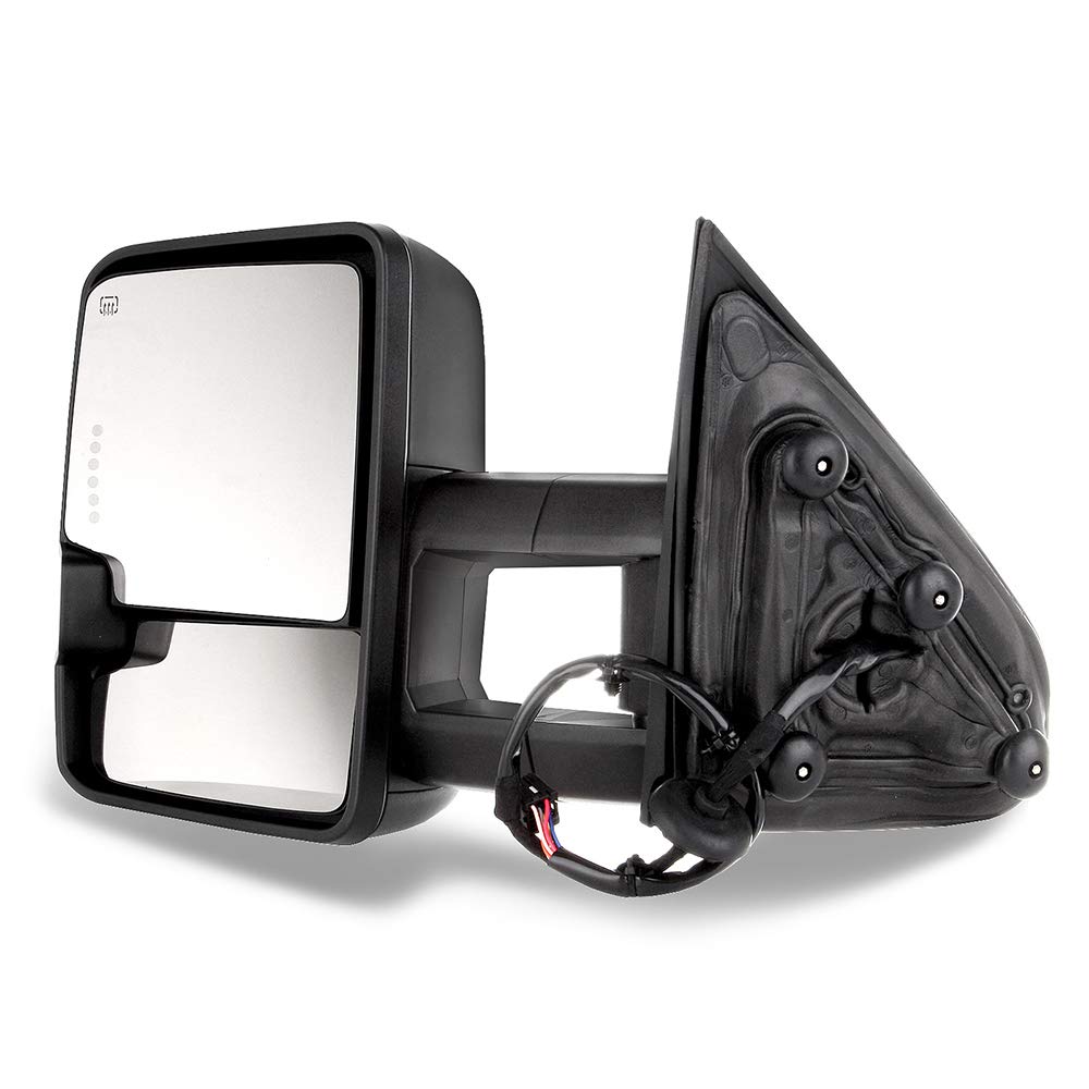 FINDAUTO Power Adjustable Towing Mirrors for Chevy & GMC 1500/2500/3500 HD (2014-2019) - Black Cap, Driver & Passenger Side - Perfect for Heavy-Duty Towing & Off-Road Adventures