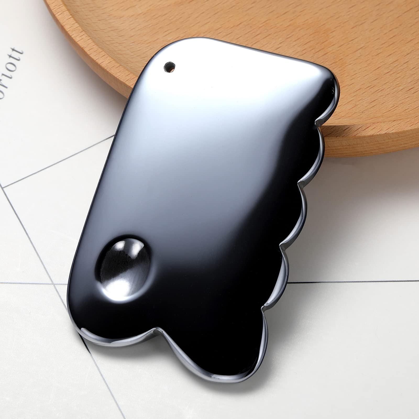 Terahertz Energy Stone Gua Sha Scraper Tool for Lymphatic Drainage & Facial Massage - Wave Shape Design for Glowing Skin | Perfect for Home Spa, Self-Care Routine & Relaxation Therapy