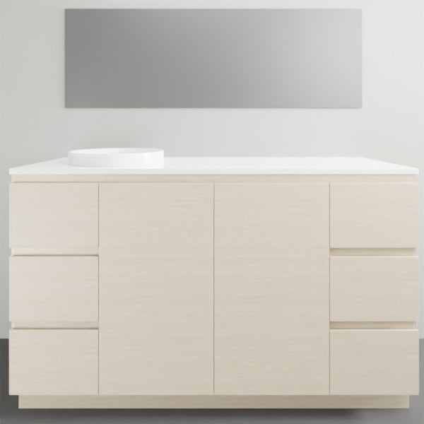 ADP Glacier Lite Door and Drawer Trio Vanity with Solid Surface Top - Modern Bathroom Vanity Set with Storage for Small Spaces, Perfect for Apartments and Powder Rooms