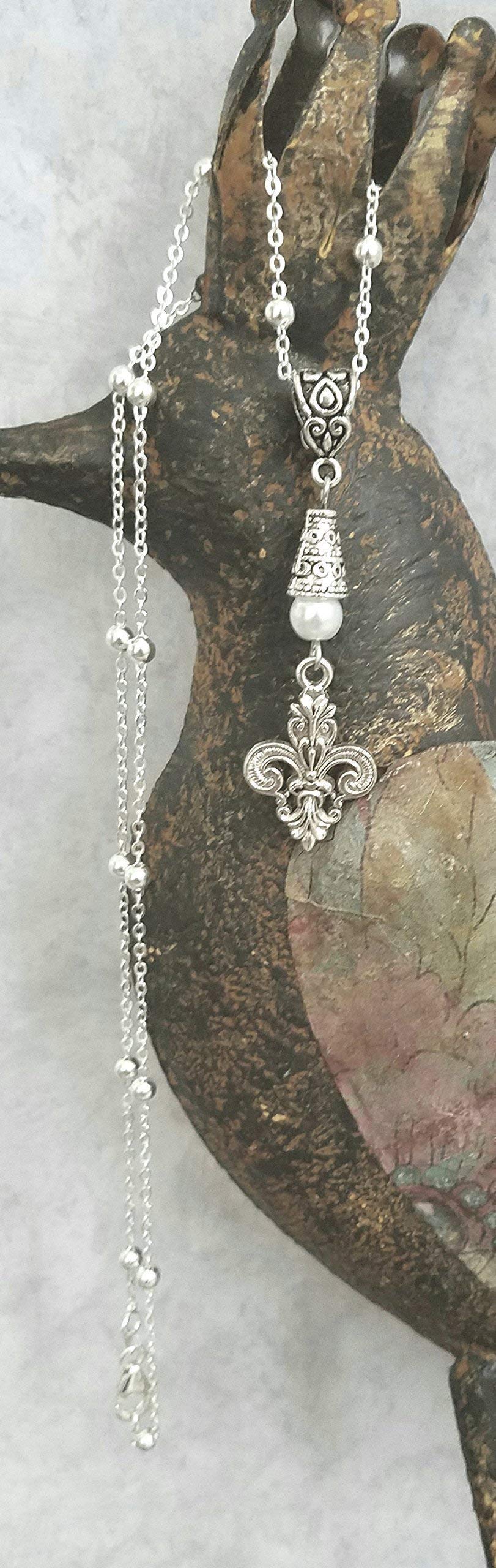 Handmade Fleur De Lis Necklace - Sterling Silver Chain with White Accent for Women | Perfect for Gifts, Weddings & Special Occasions
