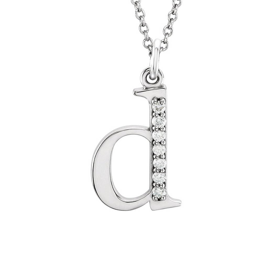 The Black Bow Abbey 14k White Gold Diamond 'd' Initial Necklace - 16 Inch, Perfect for Gifts & Special Occasions