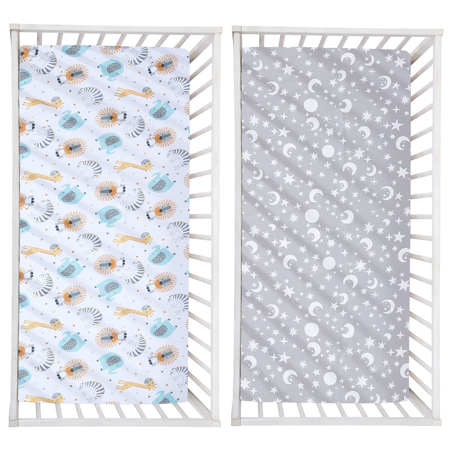Bimocosy 2 Pack Fitted Crib Sheets for Boys & Girls - 28