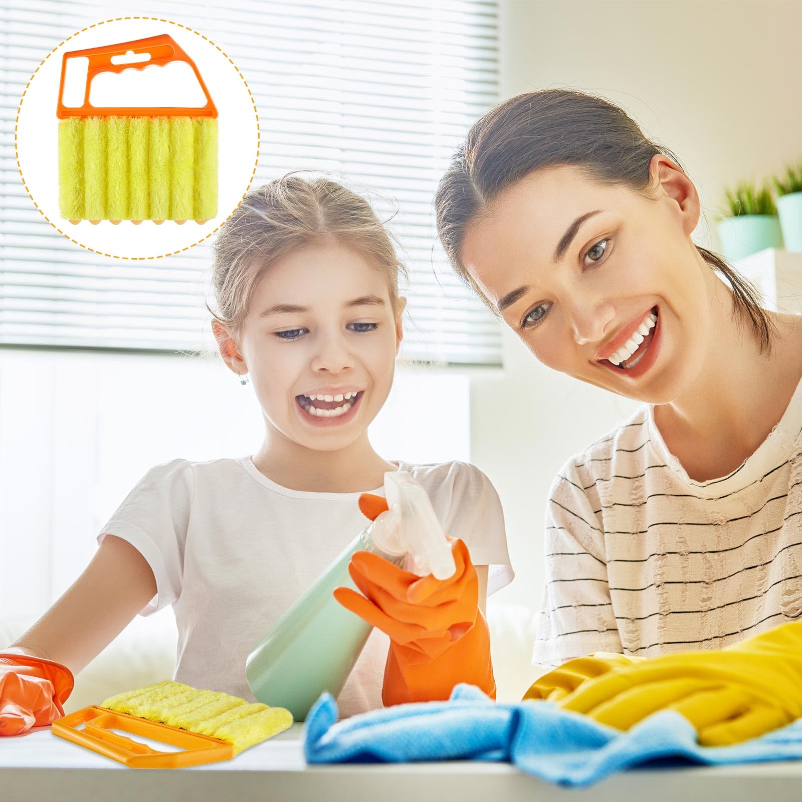 Maxdot 12-Pack Microfiber Blind Cleaner Duster Set - 7-Finger Dusting Tool for Wood Blinds, Window Slats & Air Conditioner Vents - Washable Reusable Mini Brush for Dust, Dirt & Pet Hair Removal - Perfect for Home, Office & RV Cleaning