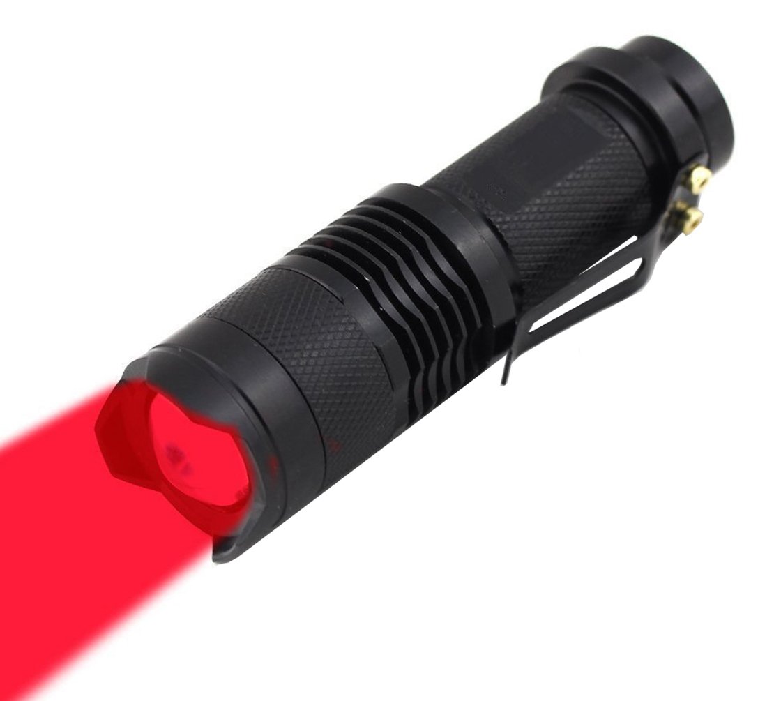 High-Powered Red LED Flashlight - 3 Modes, Long Range Red Beam for Night Vision & Detection - Perfect for Hunting, Camping & Home Security (Black)