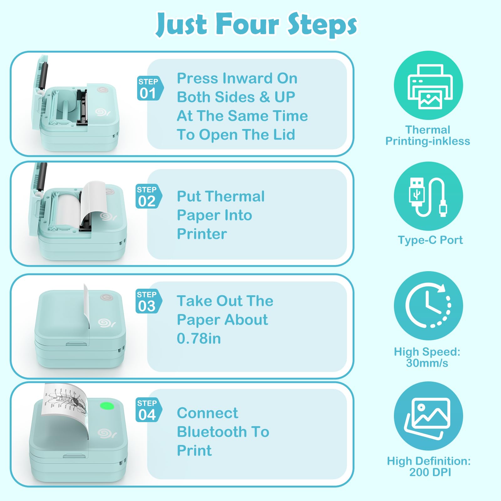 Bluetooth Label Maker Machine - Portable Waterproof Thermal Sticker Printer with 2 Rolls Paper, 50 Fonts & 500+ Icons - Perfect for Home, Office, and Warehouse Organization