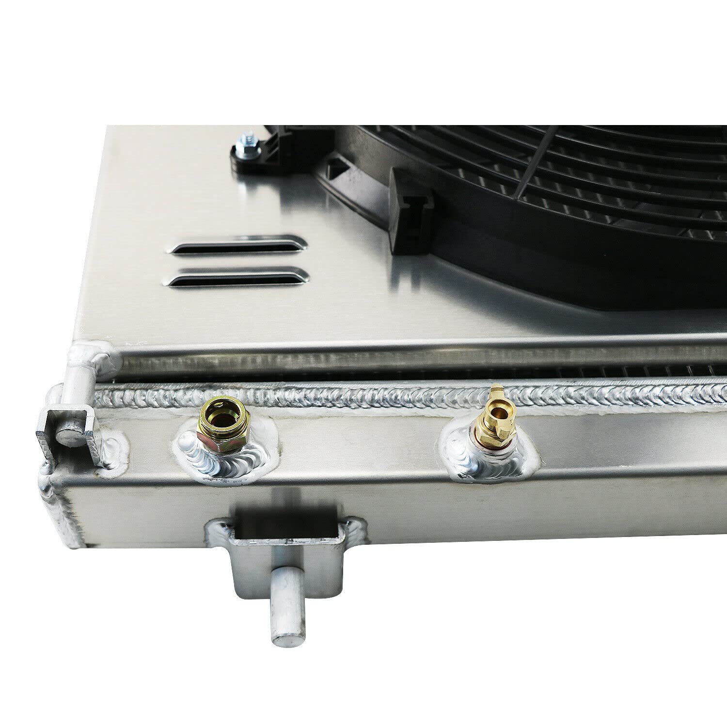 AlloyWorks 3-Row Aluminum Radiator with Shroud Fan & Relay Kit - Compatible with 2005-2011 Dodge Dakota & Mitsubishi Raider 3.7L 4.7L V6 Engines - Heavy Duty Cooling Upgrade for Off-Roading, Towing & High-Performance Driving