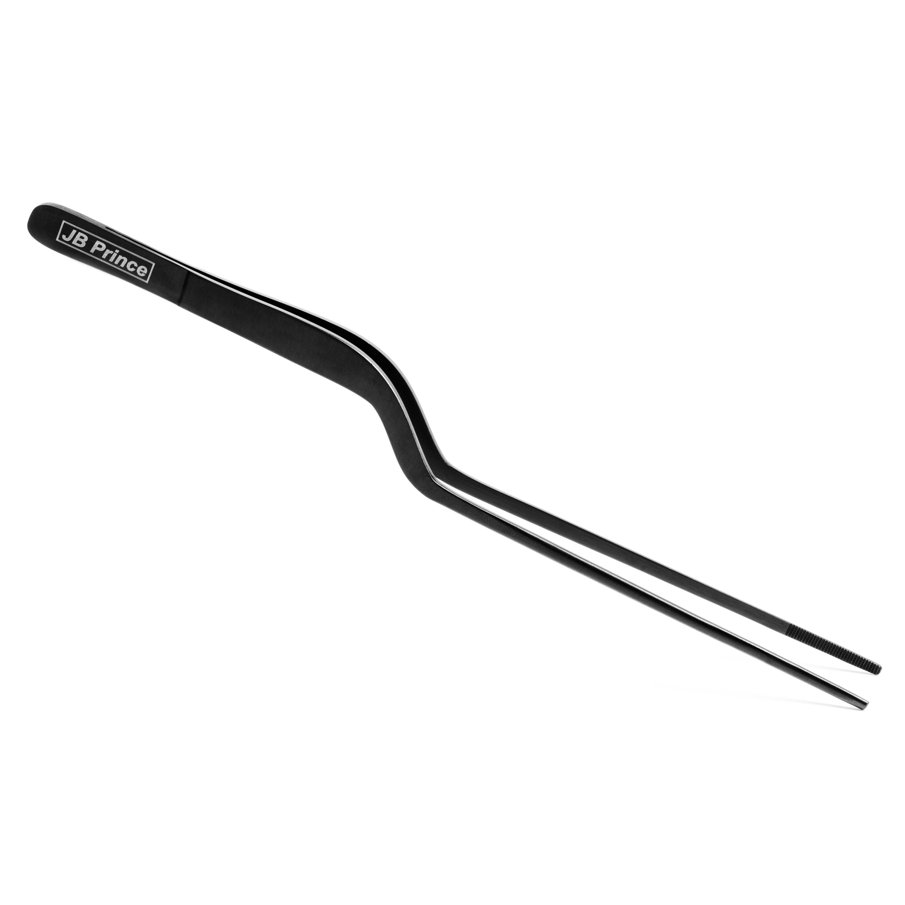 JB Prince Offset Fine Tip Tweezer 7.8 Inches - Professional Stainless Steel Tweezers for Precision Work, Jewelry Making, Electronics Repair & Eyelash Extensions