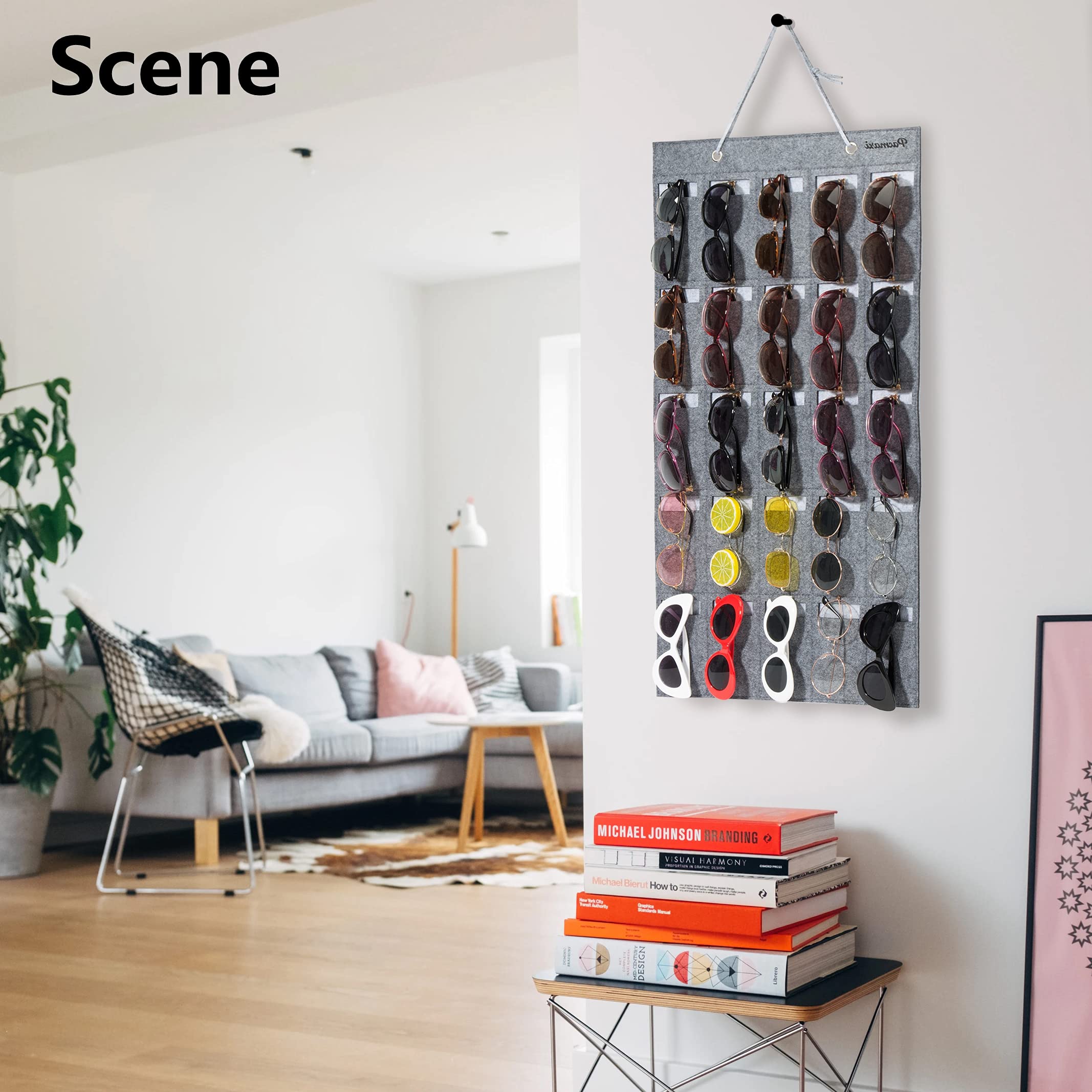 PACMAXI Sunglasses Organizer Wall Mount - Eyeglass Storage Holder & Eyewear Display for Sunglasses, Glasses, and Reading Glasses - Perfect for Bedroom, Bathroom, Entryway, and Retail Store Organization
