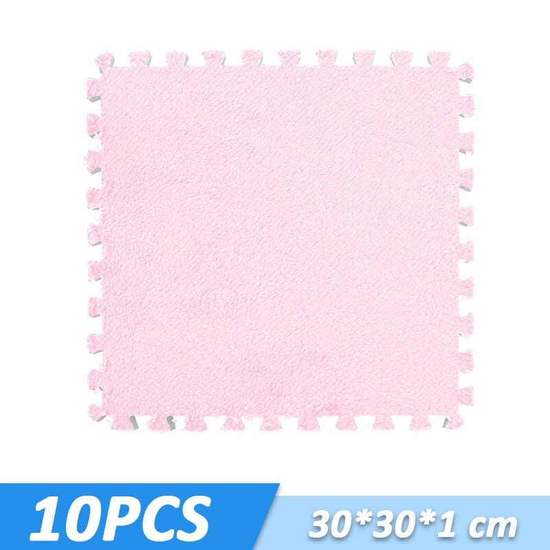 Soft Foam Puzzle Play Mat for Kids - Non-Slip Floor Tiles with Furry Texture | Perfect for Nursery, Playroom & Toddler Safe Crawling Space