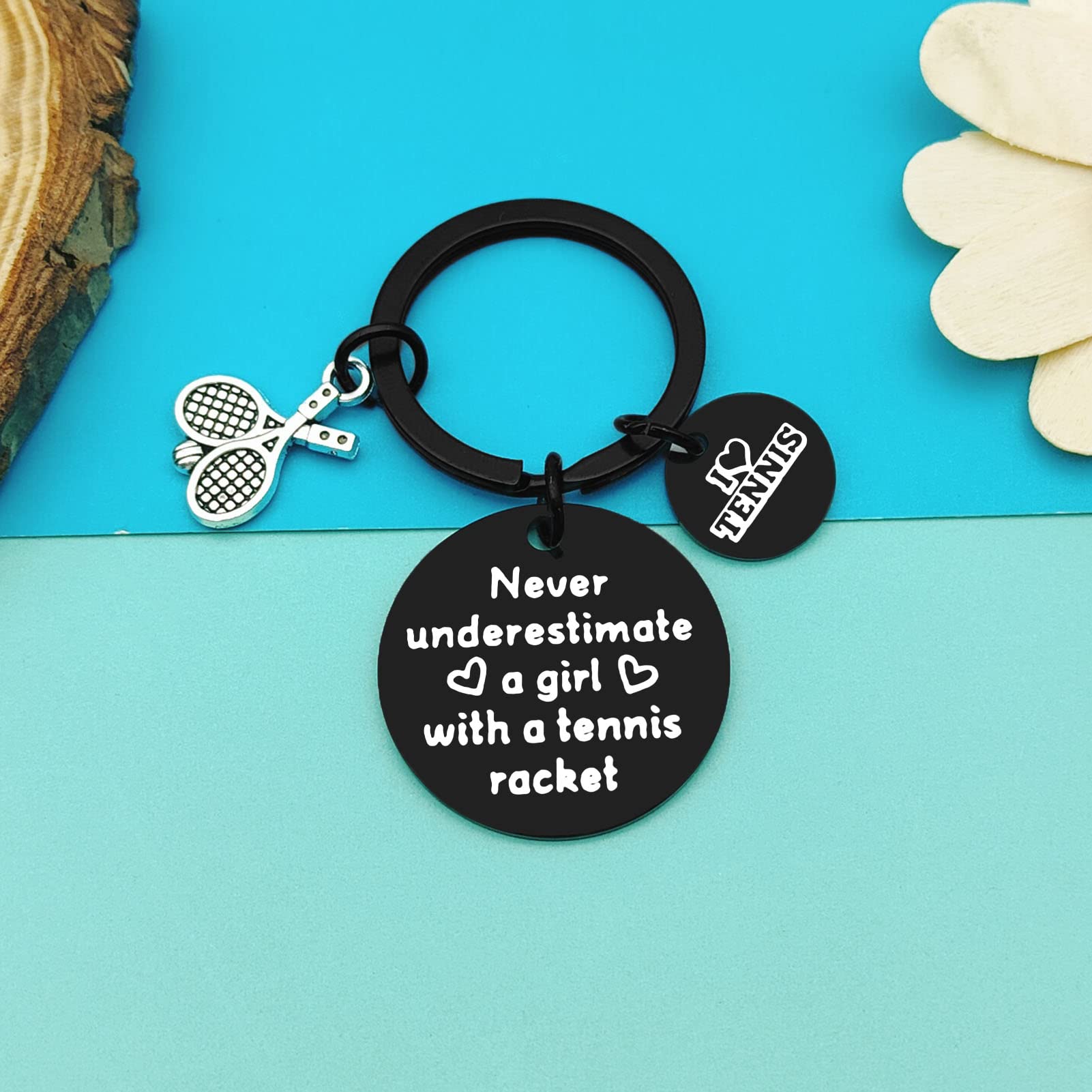 Tennis Keychain Jewelry - Perfect Gift for Tennis Lovers, Players & Teams - Inspirational Tennis Racquet Charm for Girls & Teens - Great for Back to School, Christmas, Graduation - Ideal for Tennis Matches, Training & Sports Events