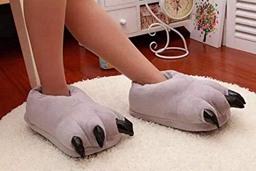 Unisex Plush Animal Paw Slippers - Fuzzy Warm House Shoes for Men & Women | Dinosaur & Claw Design | Perfect for Winter Comfort, Home Lounging & Gifts