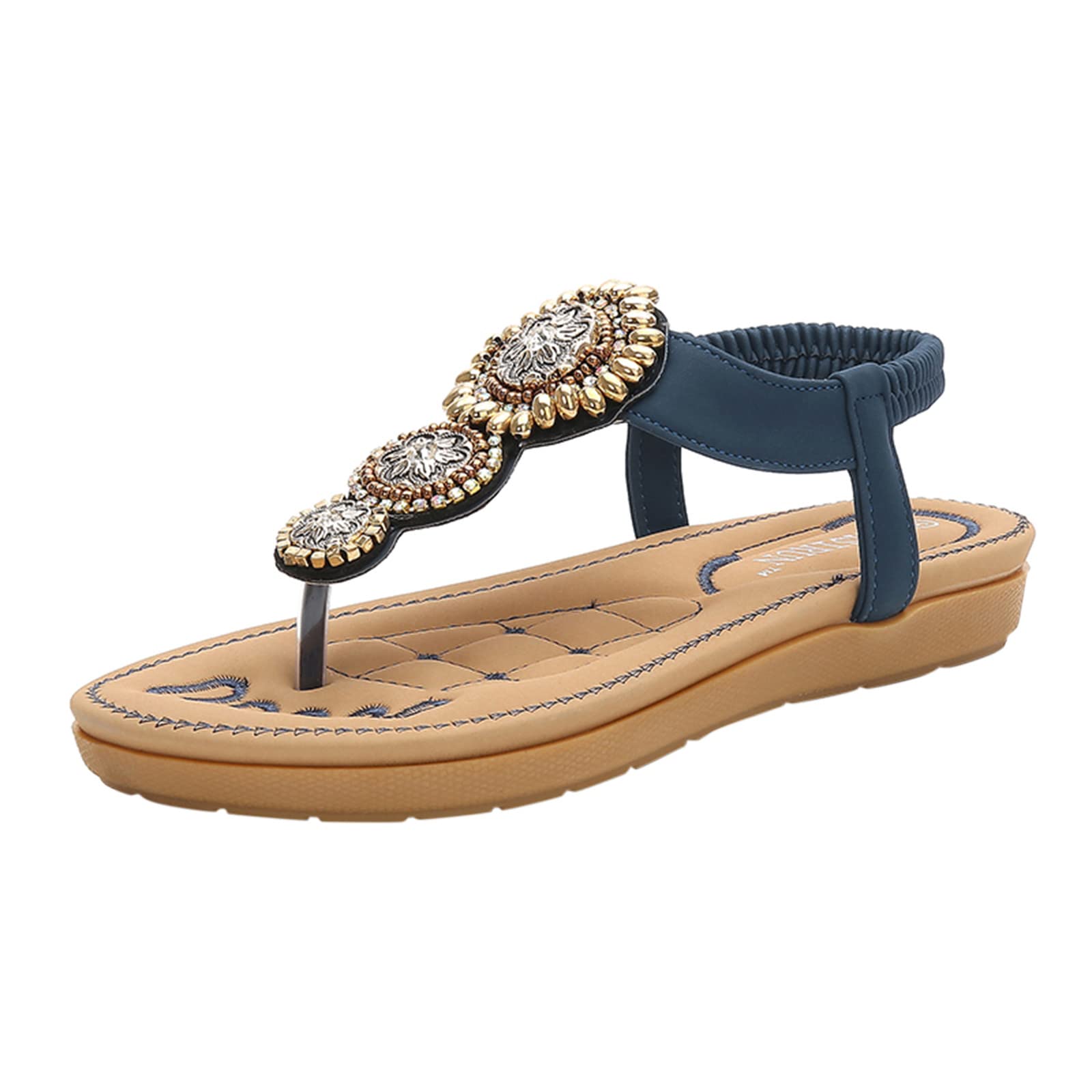2023 Women's Bohemian Beaded Summer Sandals - Elastic String Band Casual Beach Shoes for Ladies | Perfect for Vacation, Poolside & Summer Outings